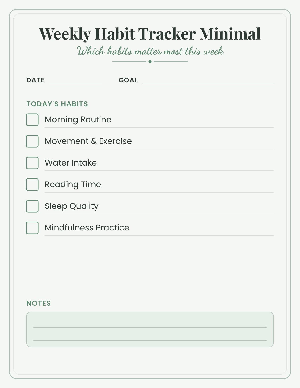 Habit Tracker Printable