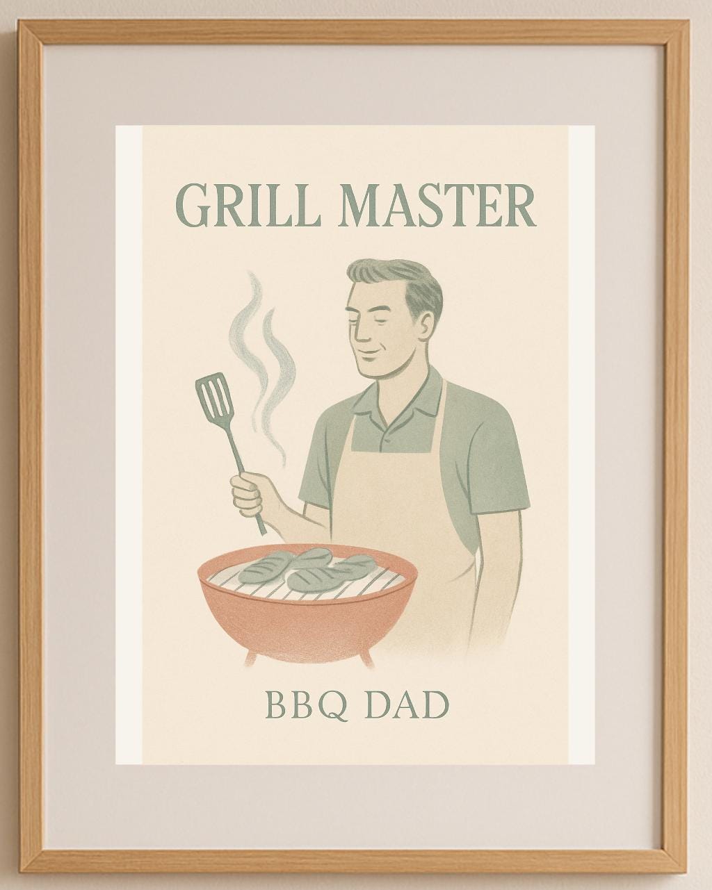 Fathers Day Gift Wall Art | Grill Master Bbq Dad Retro Cookout | Printable Set of 2 Instan