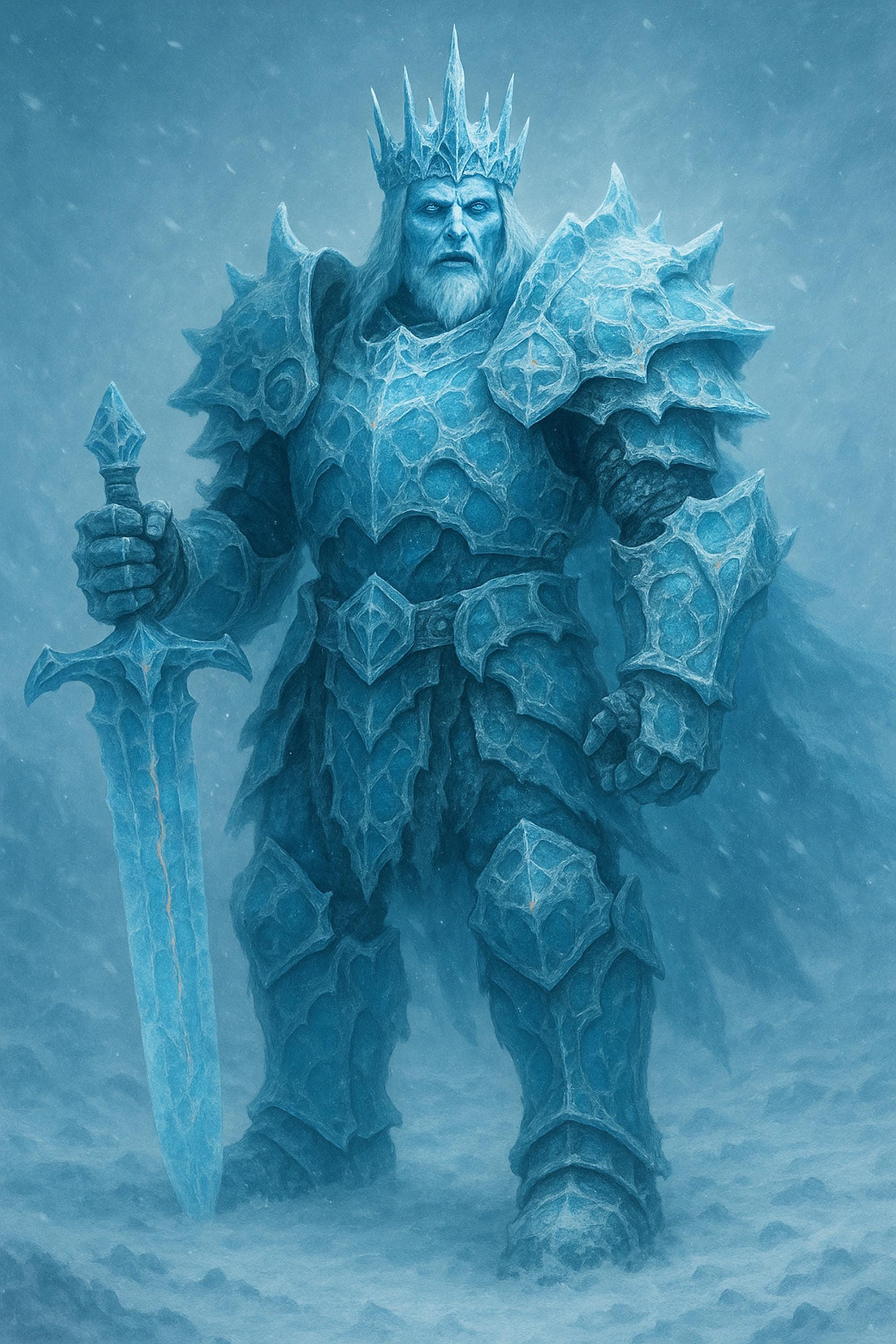 Frost King Fantasy Wall Art Printable, Ice Warrior Undead Print, Tabletop RPG Character Art Digital Download, Game Room Decor