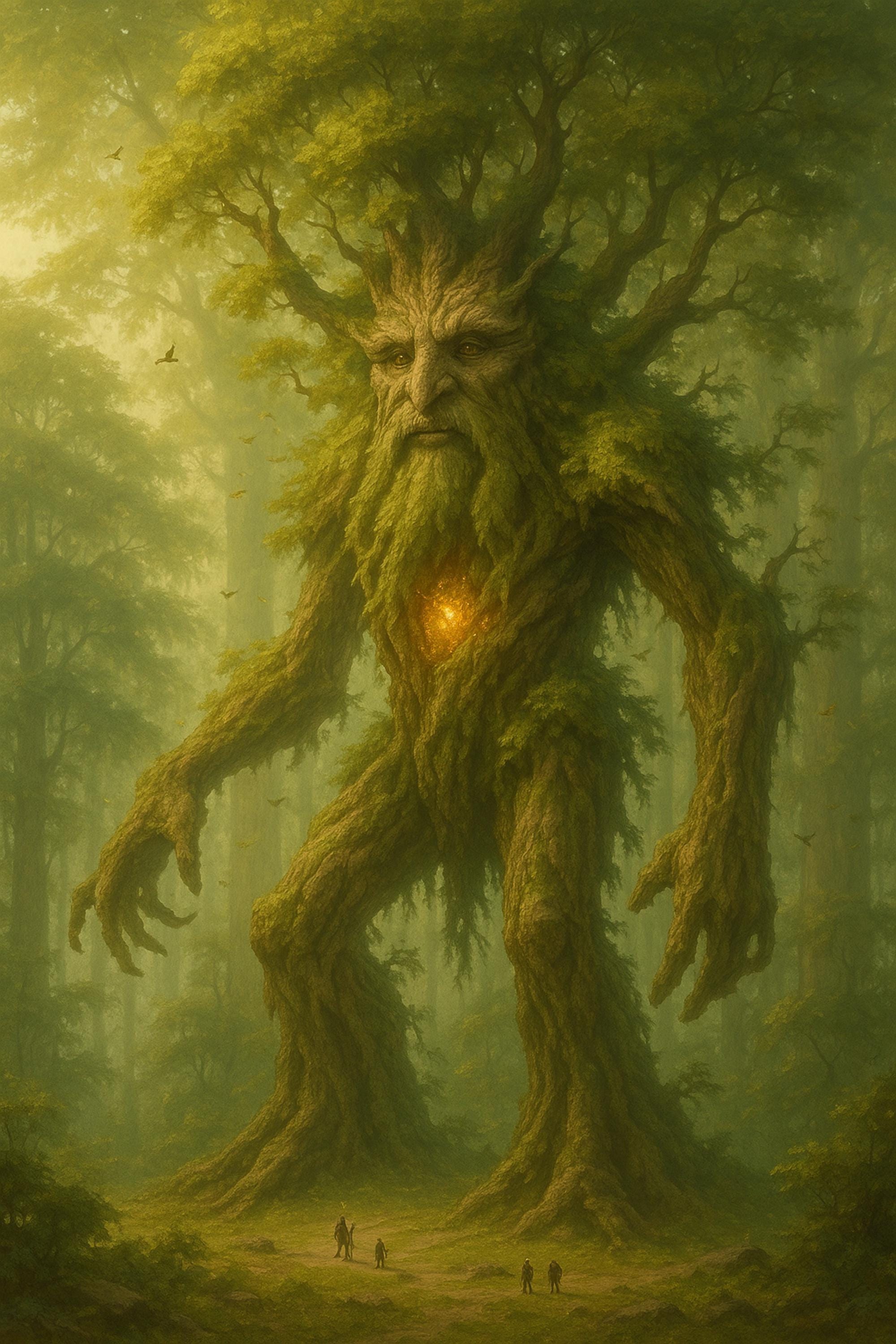 Treant Tree Giant Fantasy Wall Art Printable, Forest Ent Monster Print, Tabletop RPG Art Digital Download, Game Room Decor