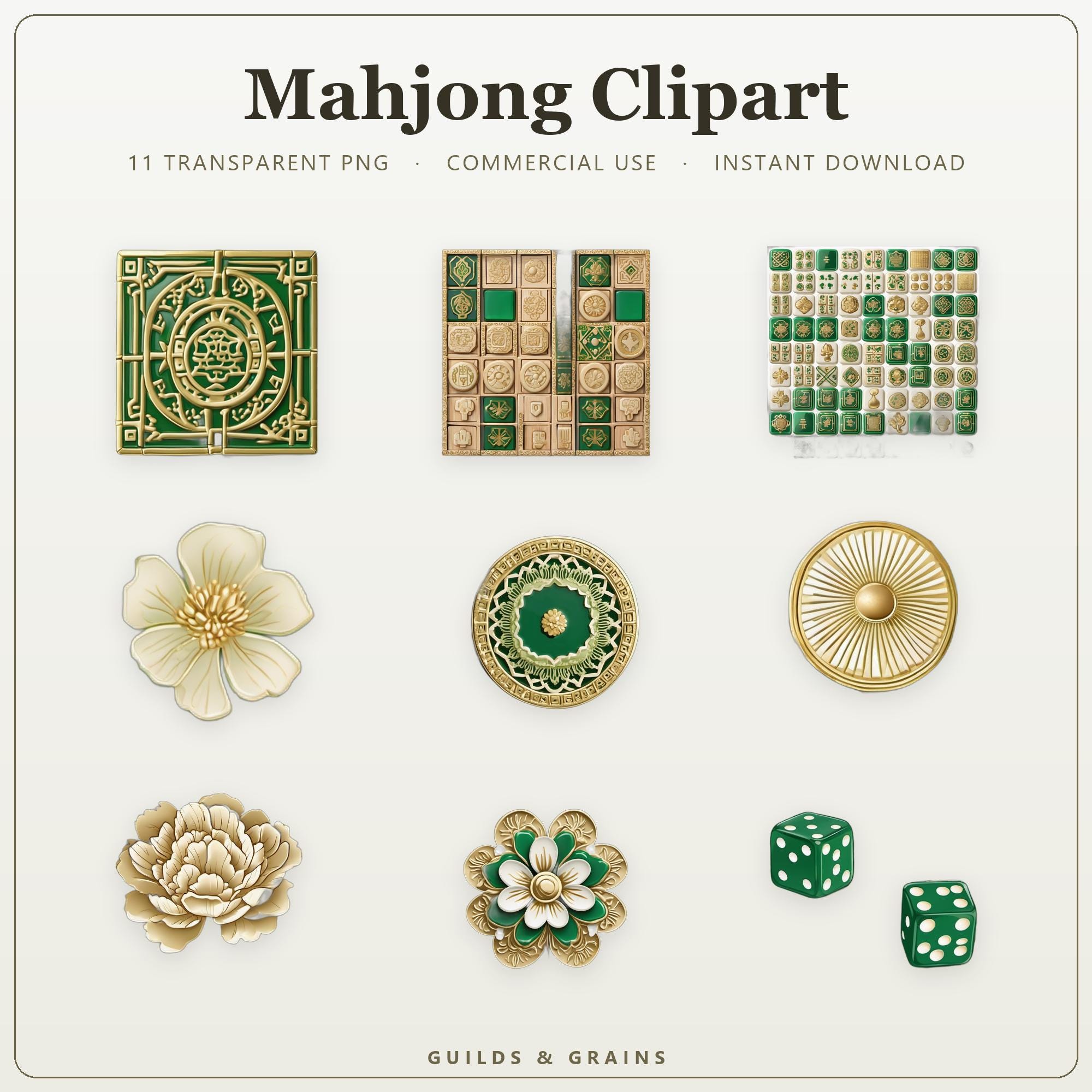 Mahjong Clipart PNG Bundle