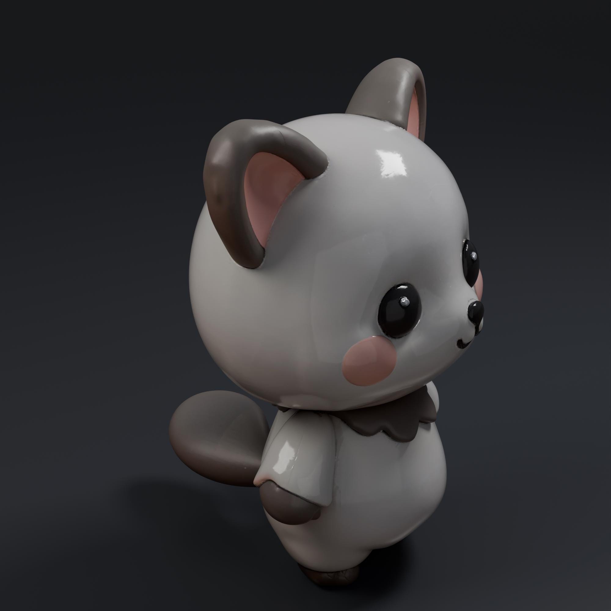 Cute Kawaii Animal STL File - Cute 3D Printed Animal Figurine Kawaii Desk Decor
