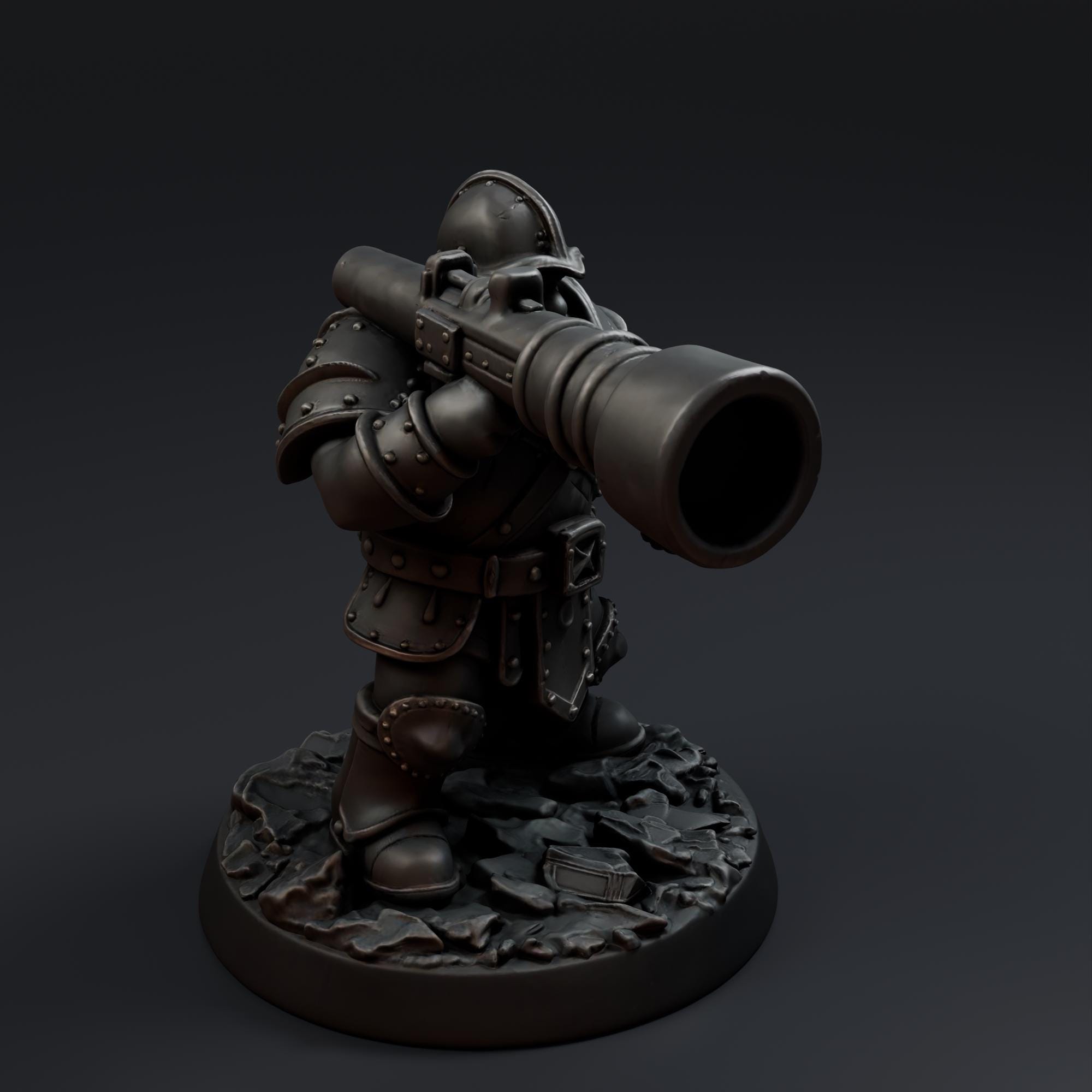 Iron Dwarf Gunner STL File - Fantasy Tabletop Miniature 28mm Wargaming 3D Print