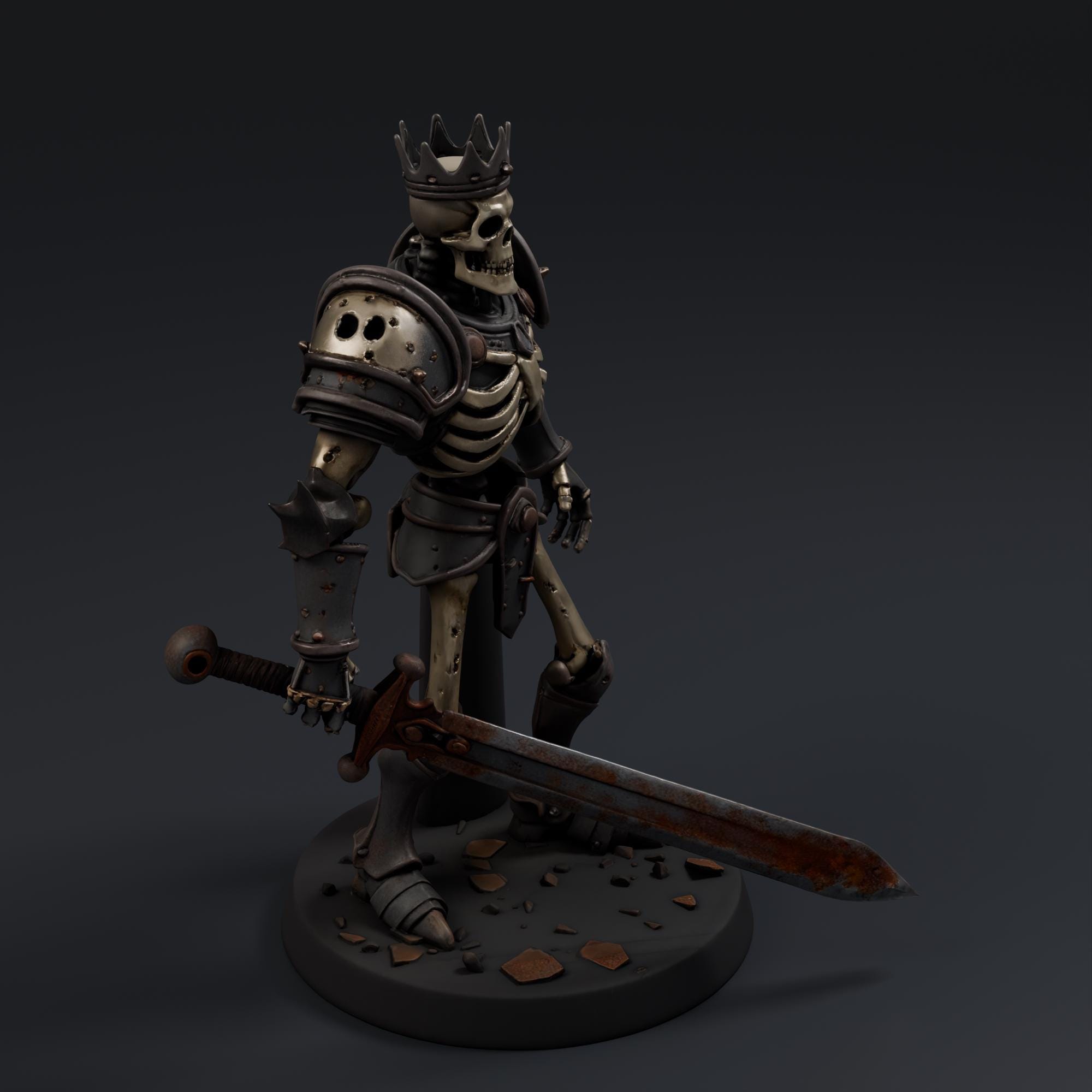 Old King Bones STL File - Fantasy Tabletop Miniature 28mm Wargaming 3D Print
