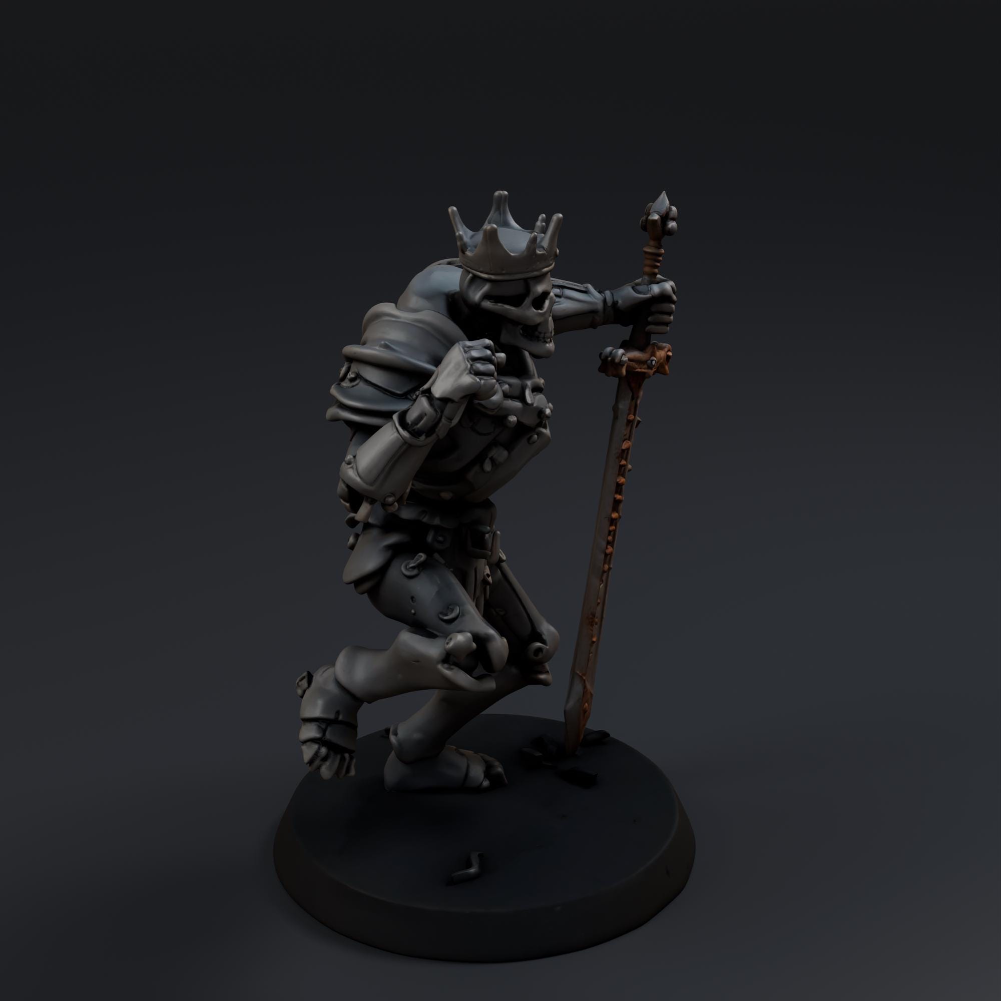 Skeletal King STL File - Fantasy Tabletop Miniature 28mm Wargaming 3D Print