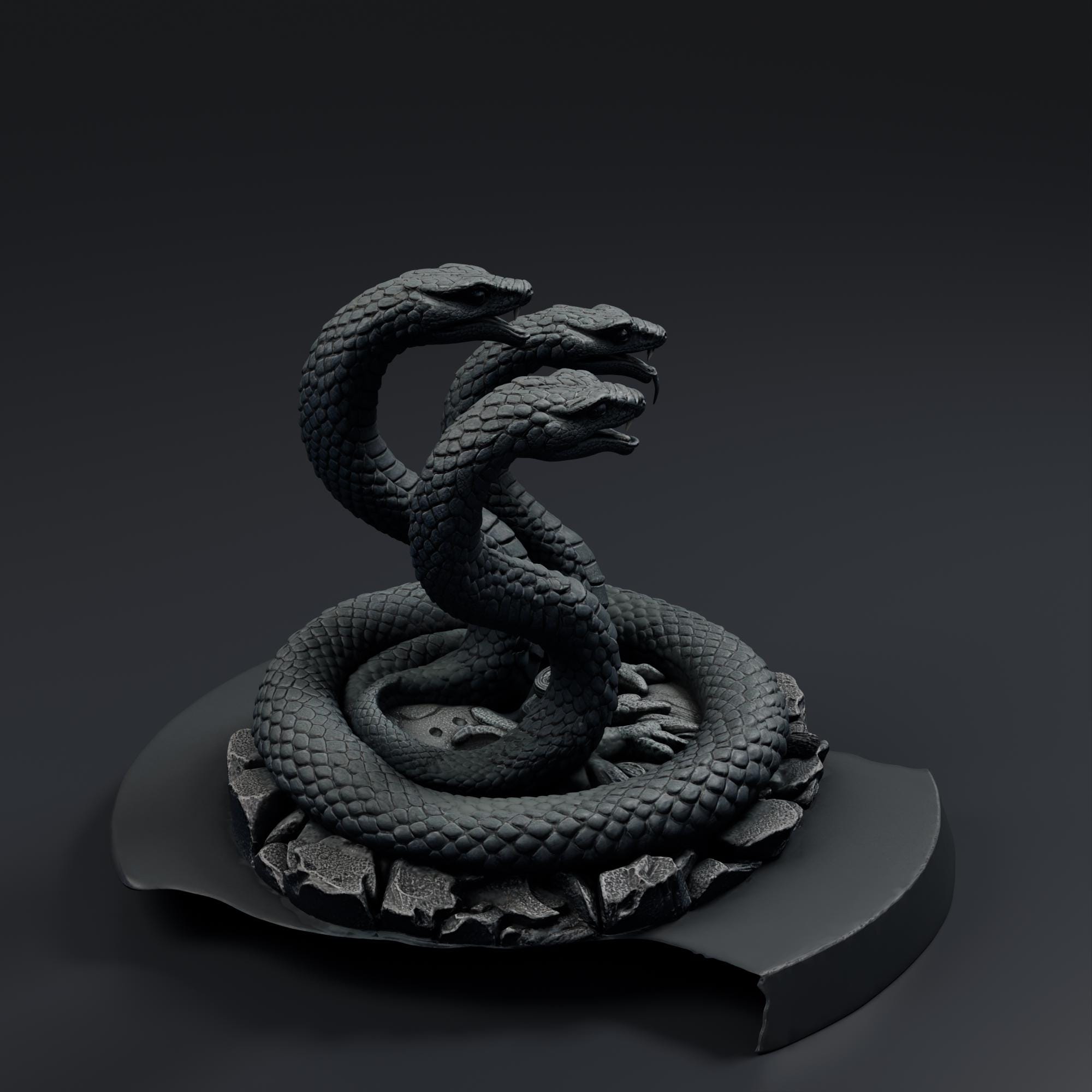 Three-Headed Hydra STL File - Fantasy Tabletop Miniature 28mm Wargaming 3D Print