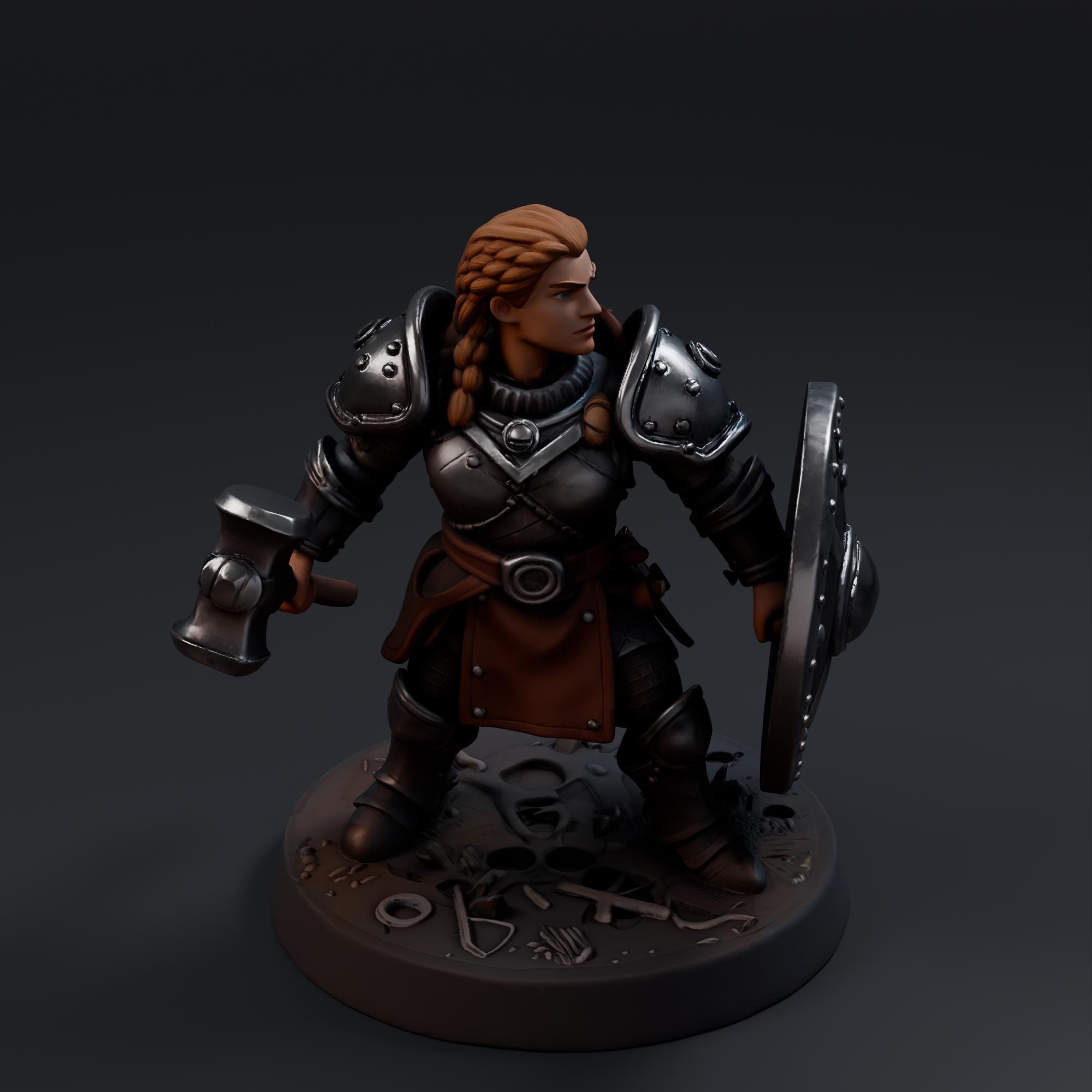Dwarf Shieldmaiden STL File - Fantasy Tabletop Miniature 28mm Wargaming 3D Print