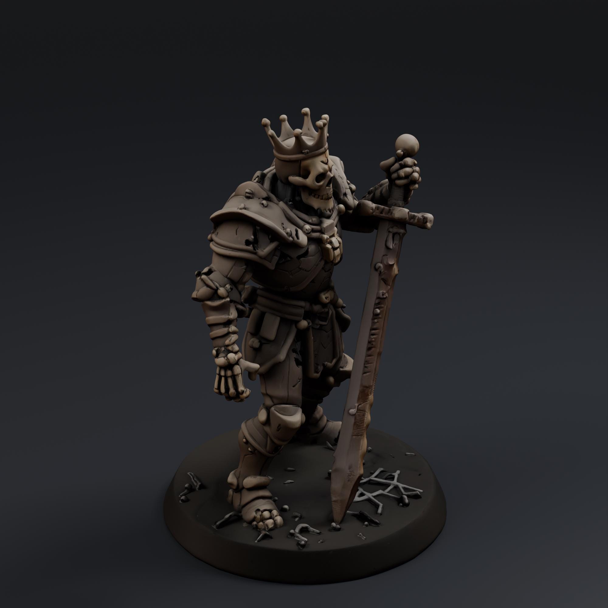 Skeleton King STL File - Fantasy Tabletop Miniature 28mm Wargaming 3D Print
