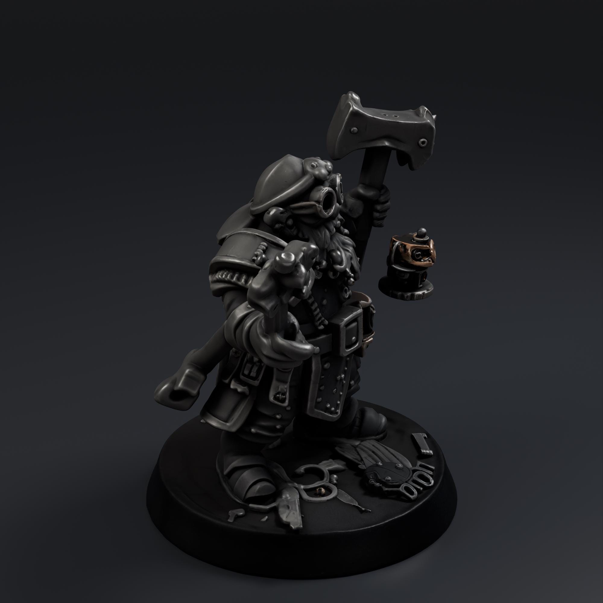 Dwarf Tinkerer 1 STL File - Fantasy Tabletop Miniature 28mm Wargaming 3D Print
