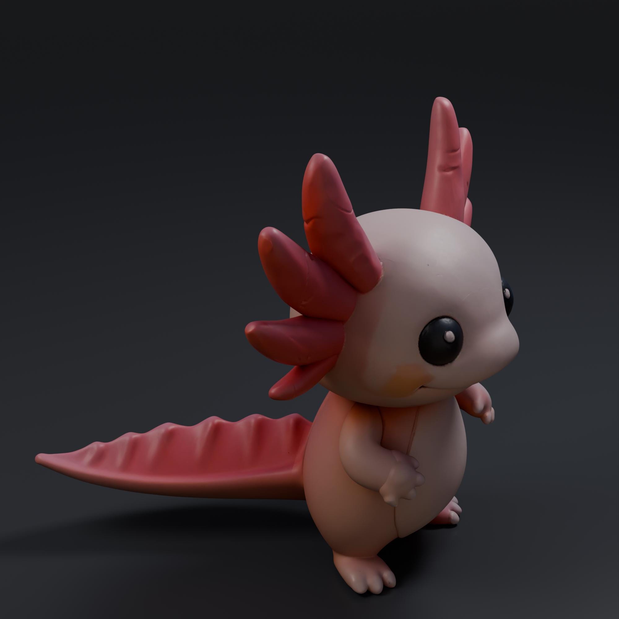 Cute Axolotl STL File - Cute 3D Printed Animal Figurine Kawaii Desk Decor