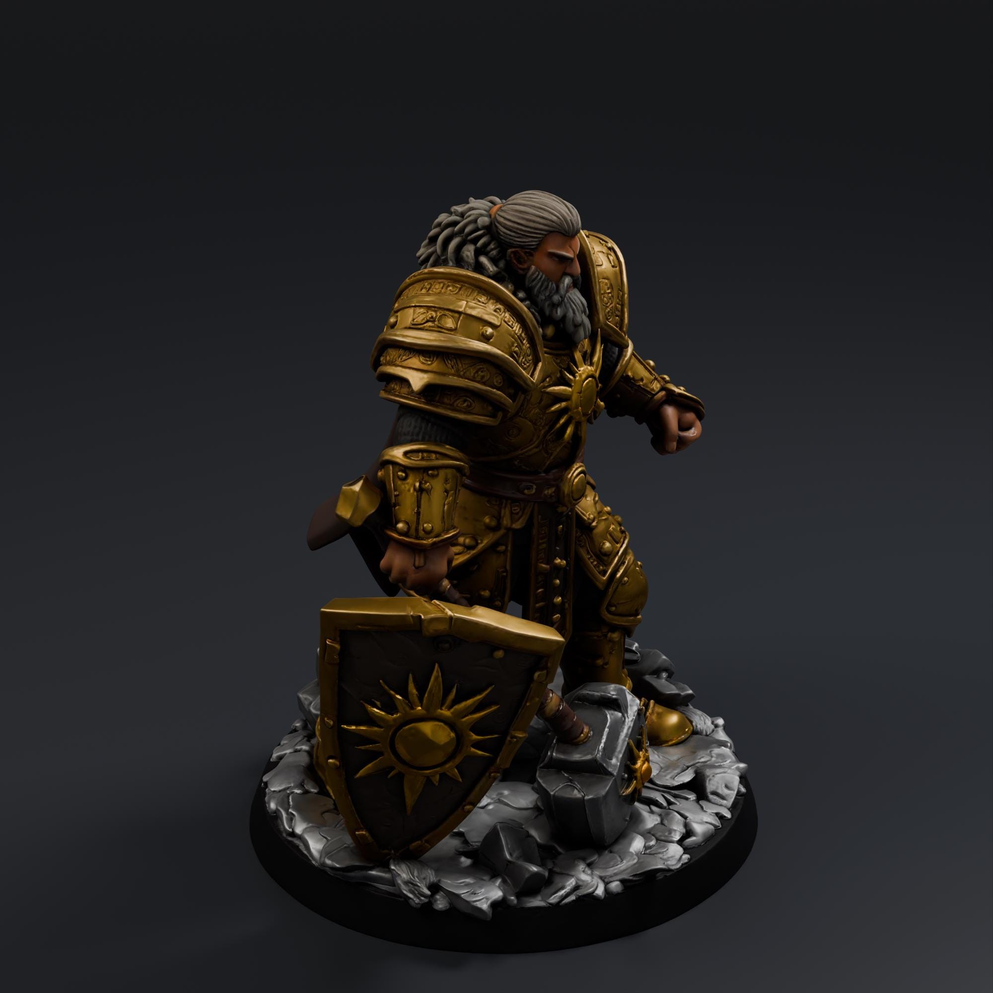 Golden Paladin STL File - Fantasy Tabletop Miniature 28mm Wargaming 3D Print