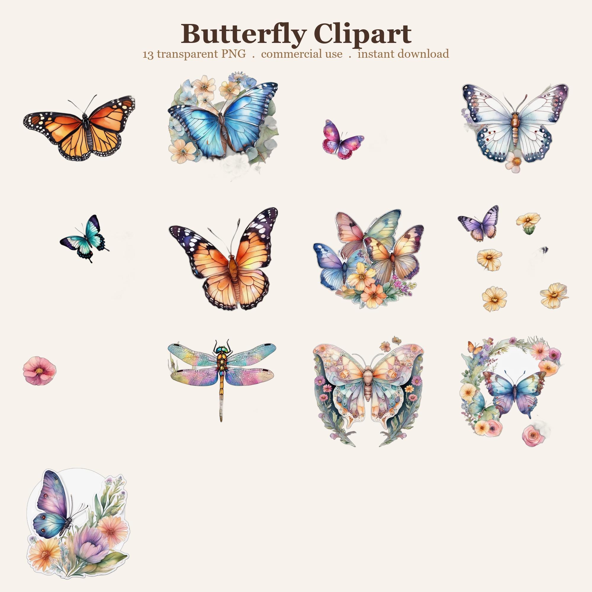 Butterfly Clipart PNG Bundle