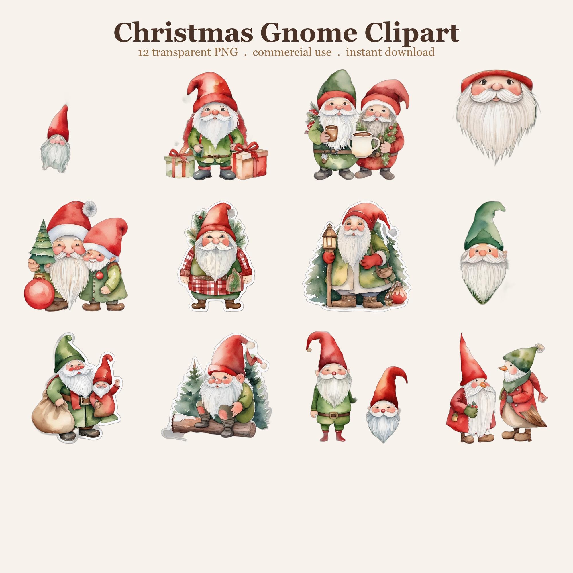 Christmas Gnome Clipart PNG Bundle