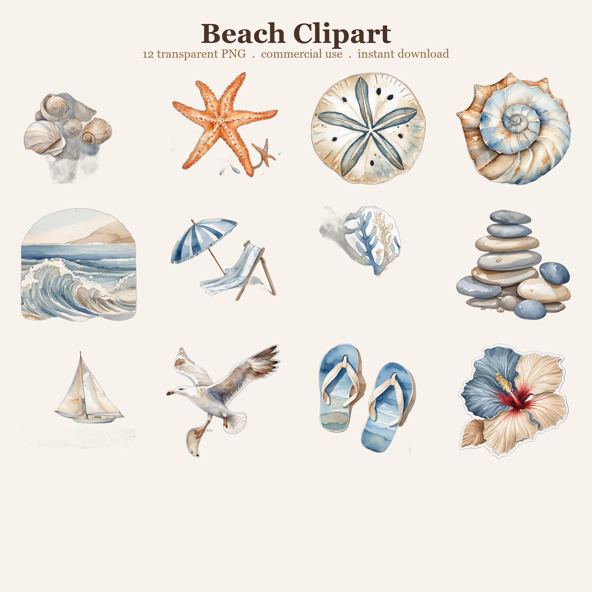 Beach Clipart PNG Bundle