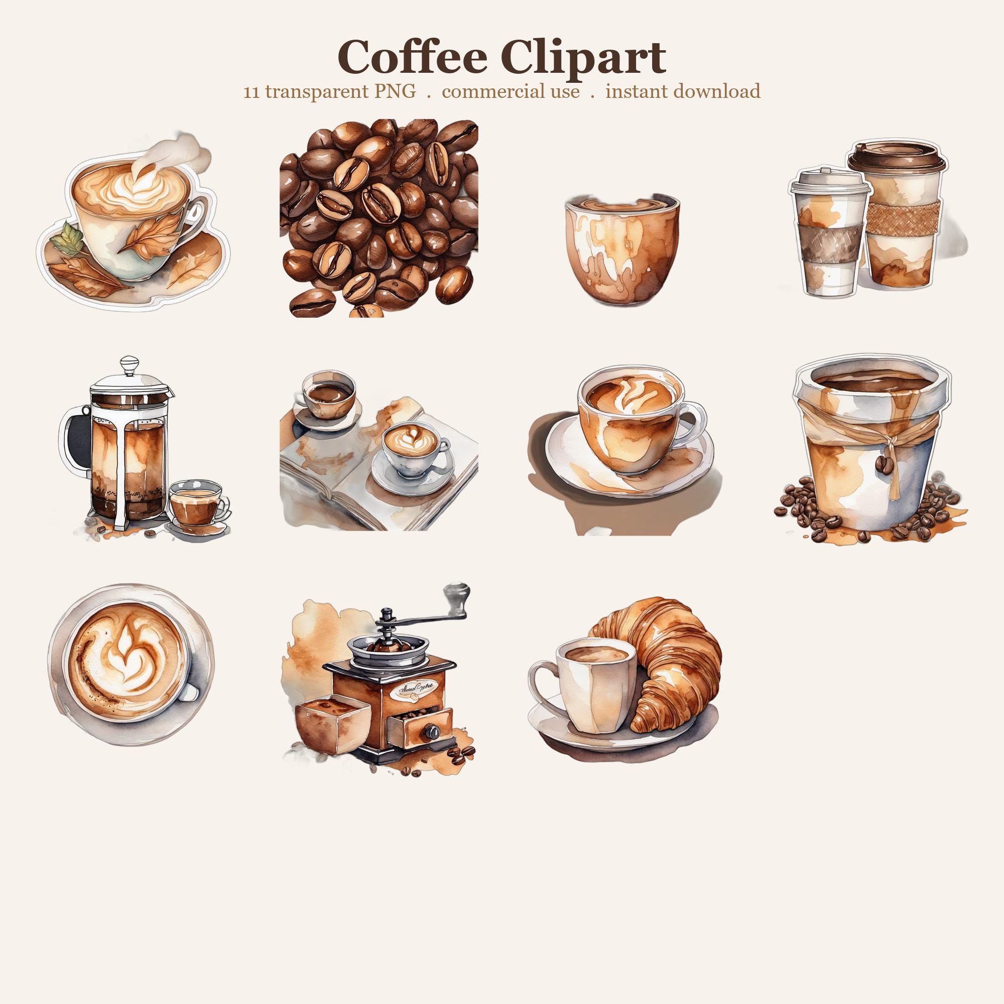 Coffee Clipart PNG Bundle