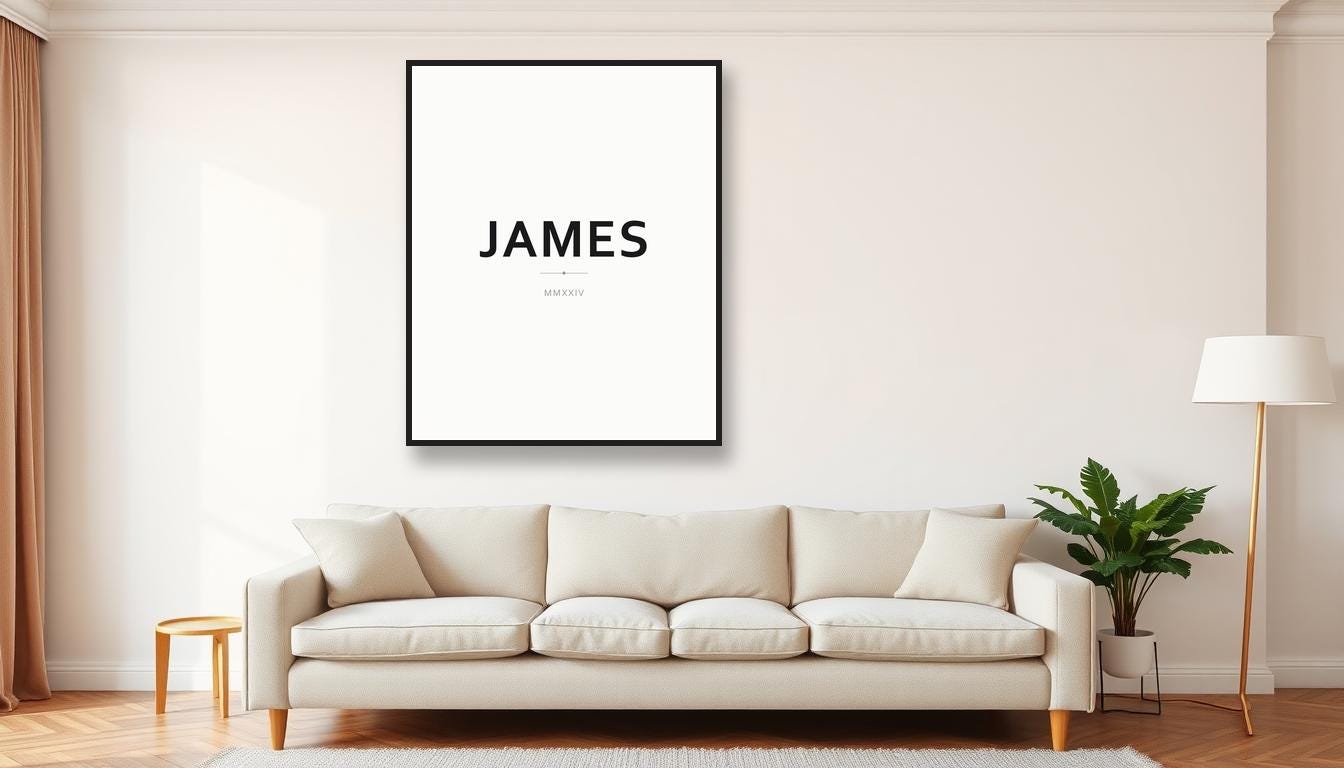 Personalized Name Sign Printable, Custom Minimal Noir Name Wall Art, Modern Name Print Digital Download, Any Name