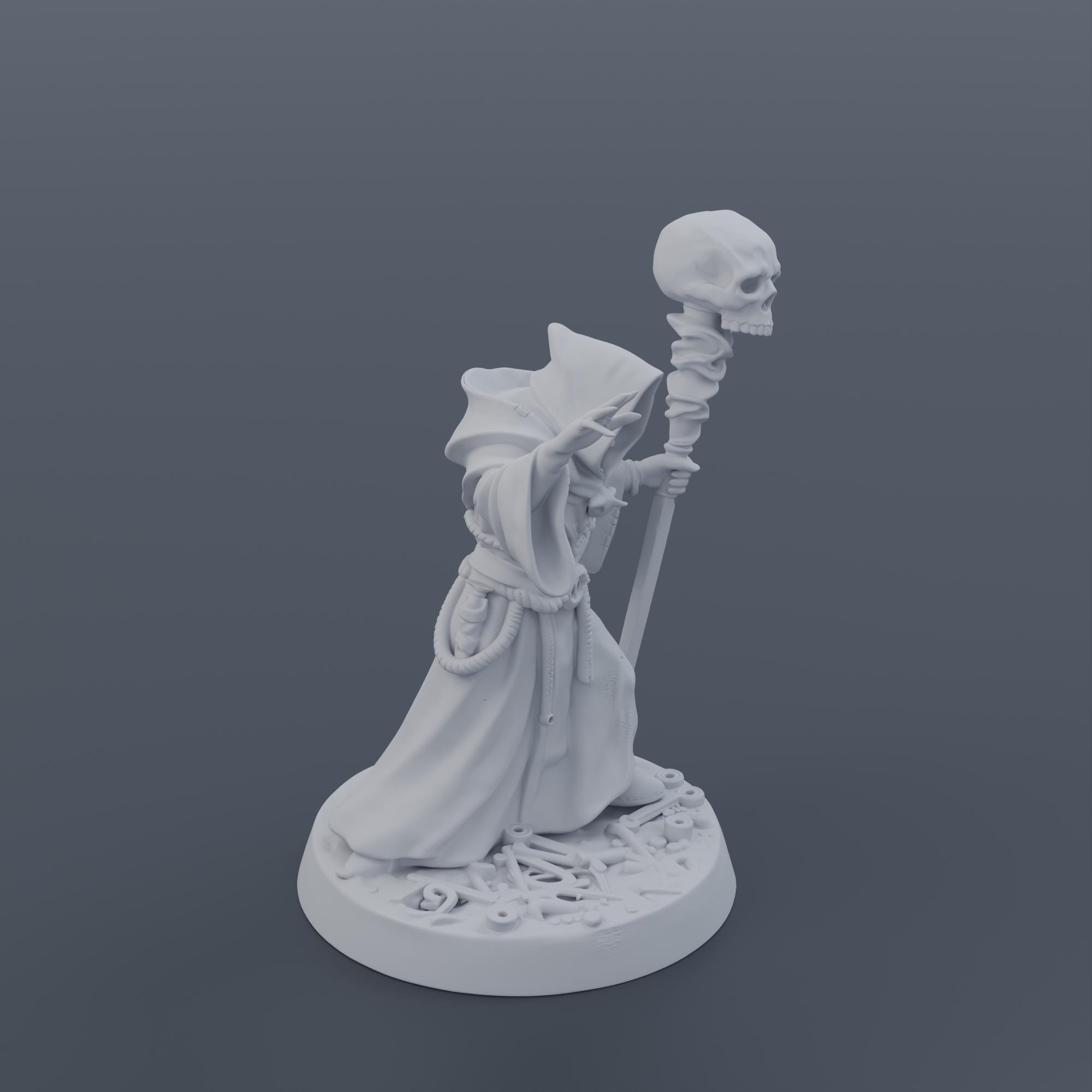 Pale Necromancer Miniature STL | 32mm and 75mm Fantasy Character for Tabletop RPG and Tabletop | 3D