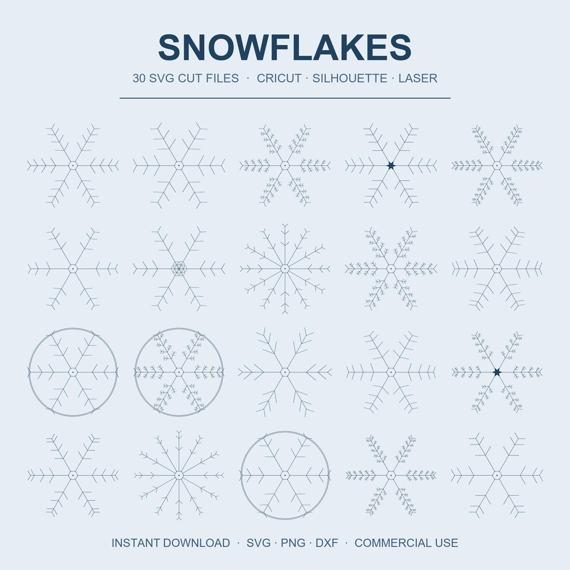 Snowflake SVG Bundle | 30 Snowflake Cut Files | Christmas Winter SVG | Cricut Christmas |
