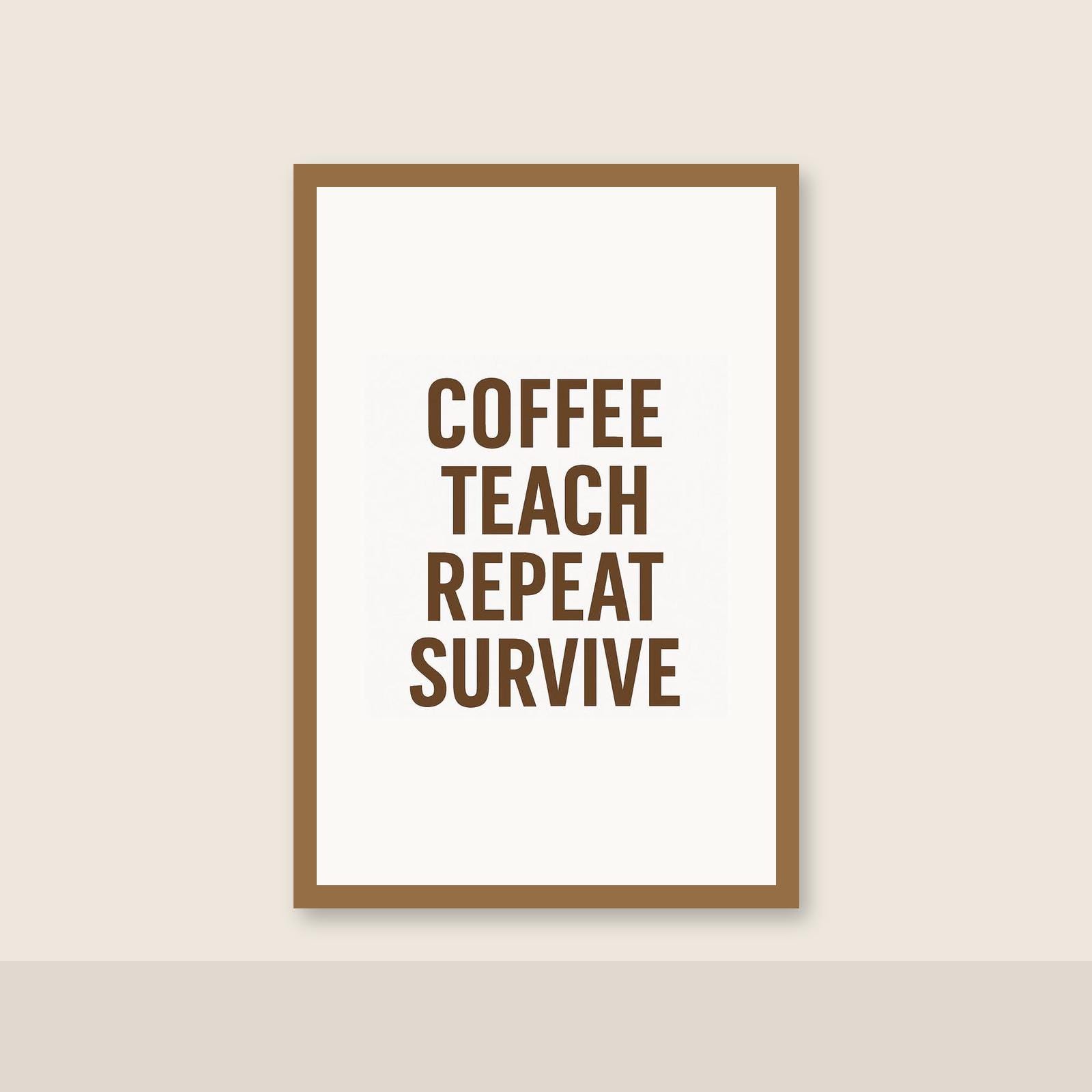Teacher Gift Wall Art | Coffee Teach Repeat Survive Teacher Humor | Printable Set of 3 Ins