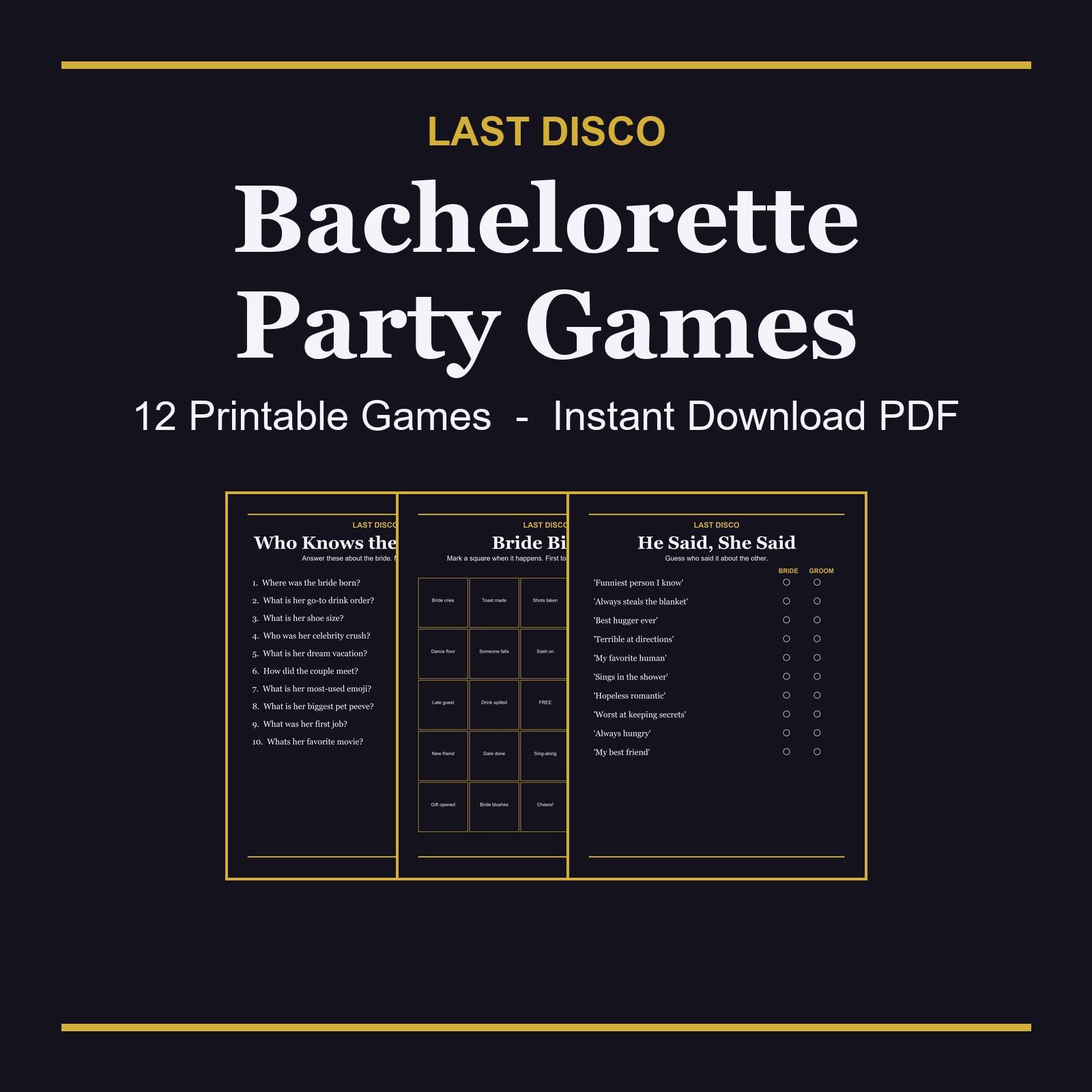 Last Disco Bachelorette Games Printable