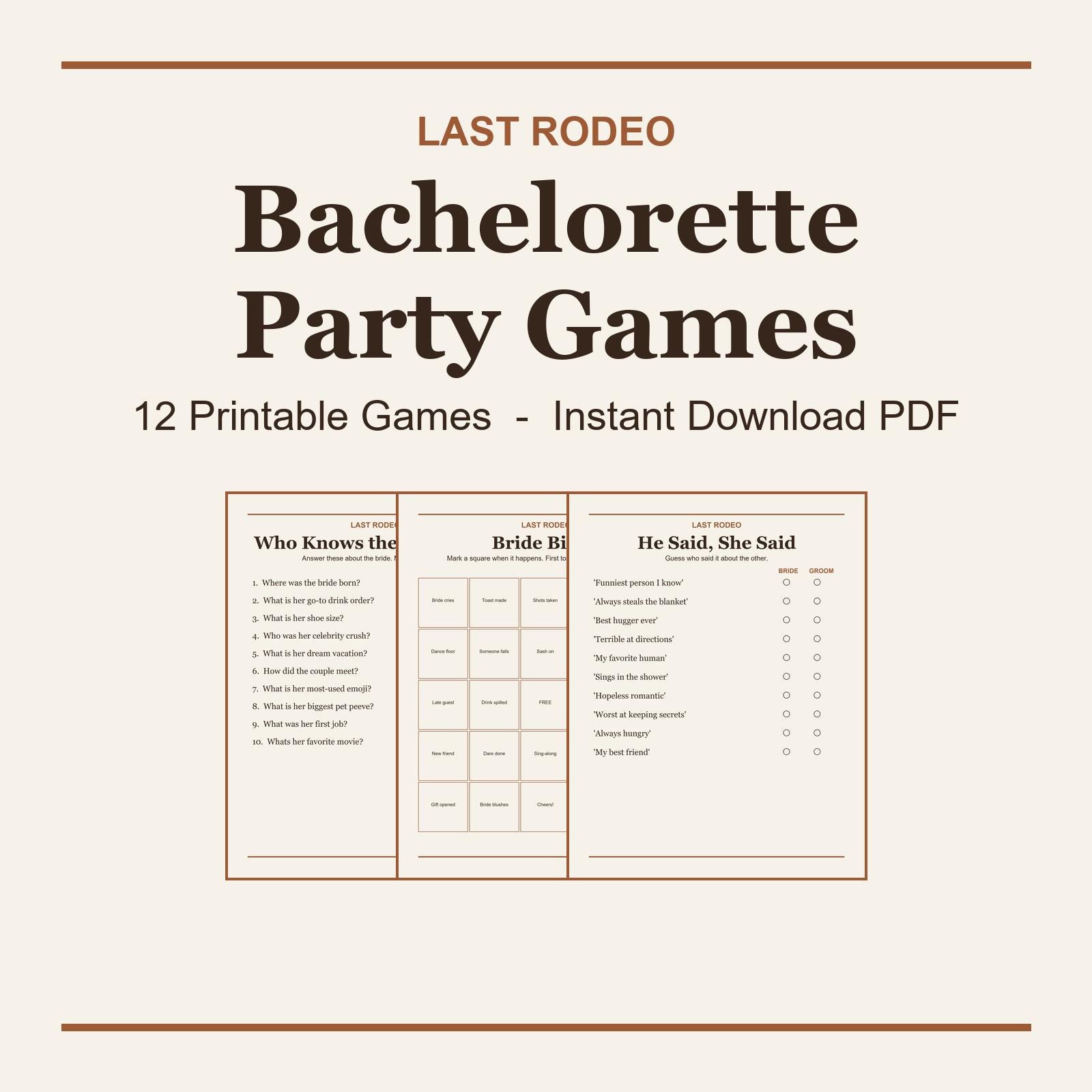 Last Rodeo Bachelorette Games Printable