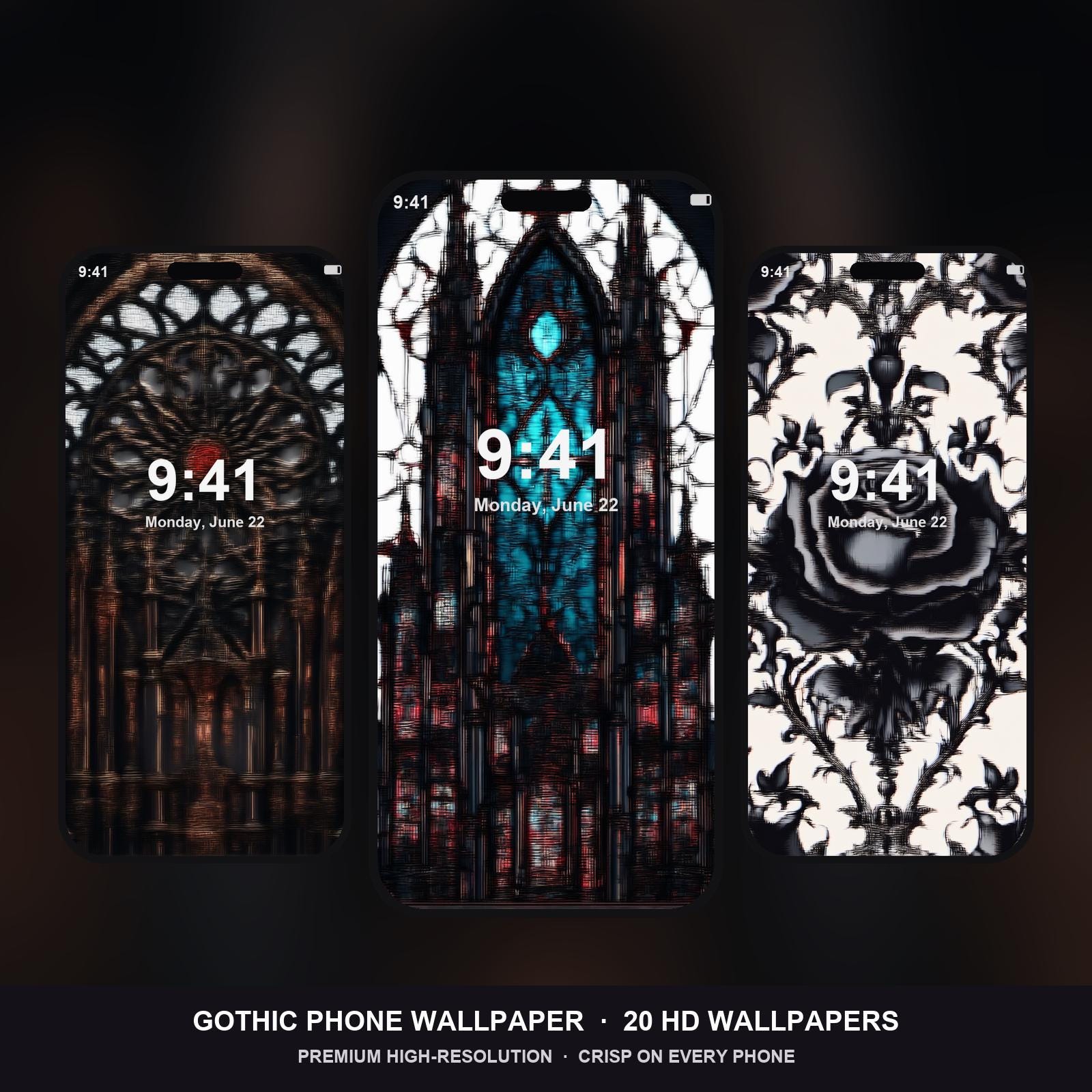 Gothic Phone Wallpaper | 20 Dark Ornate iPhone Wallpapers | Victorian Lock Screen | Instan