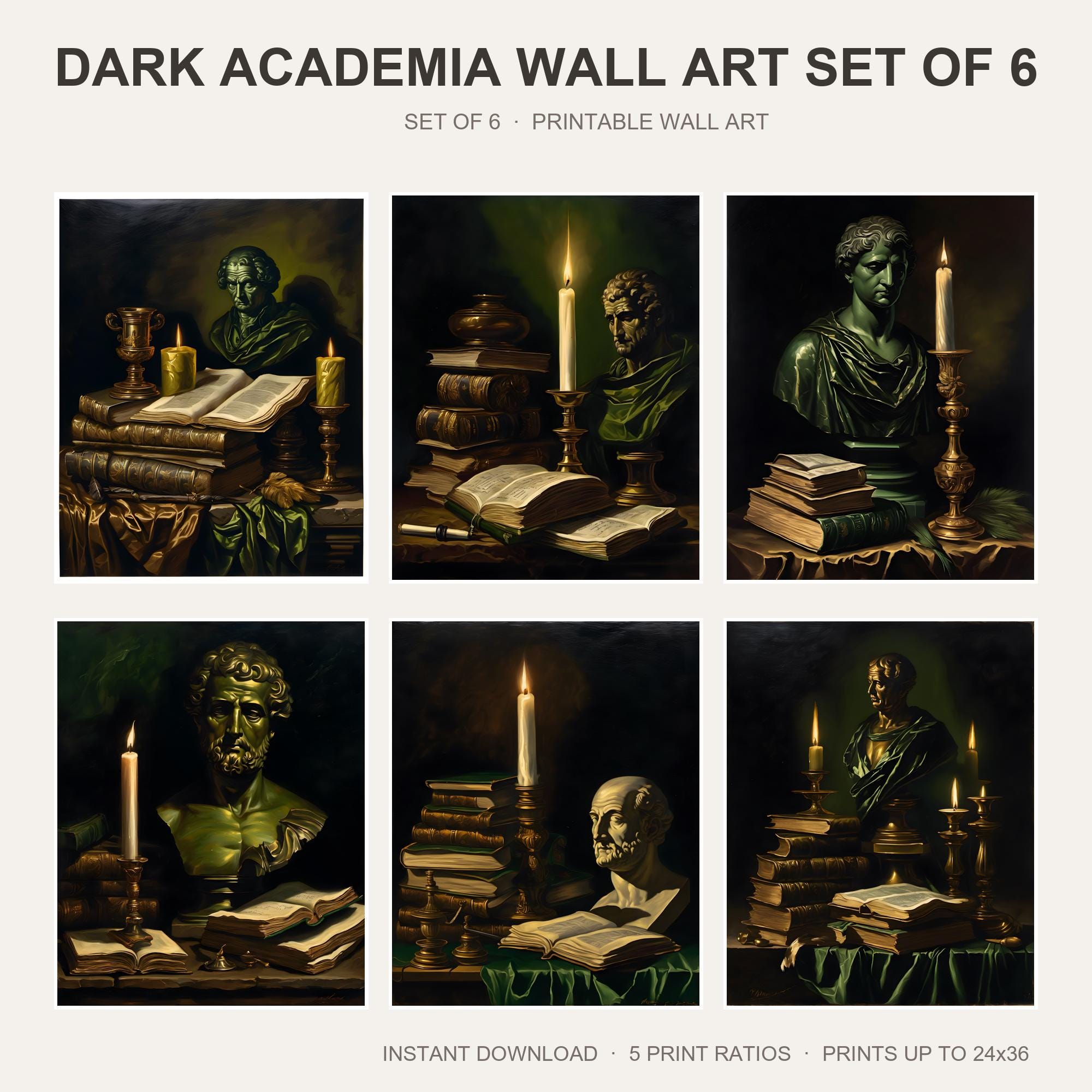 Dark Academia Wall Art Set of 6
