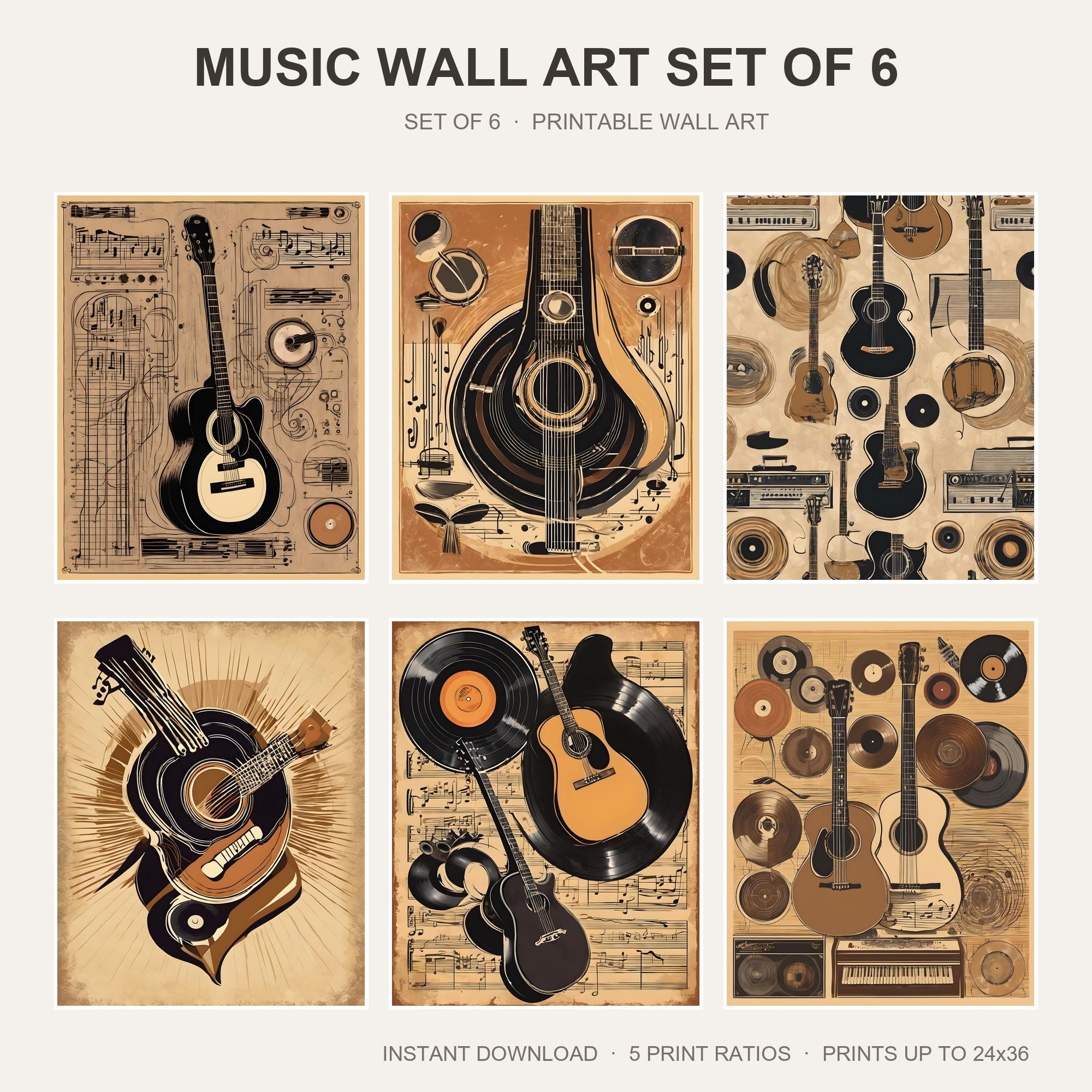Music Wall Art Set of 6