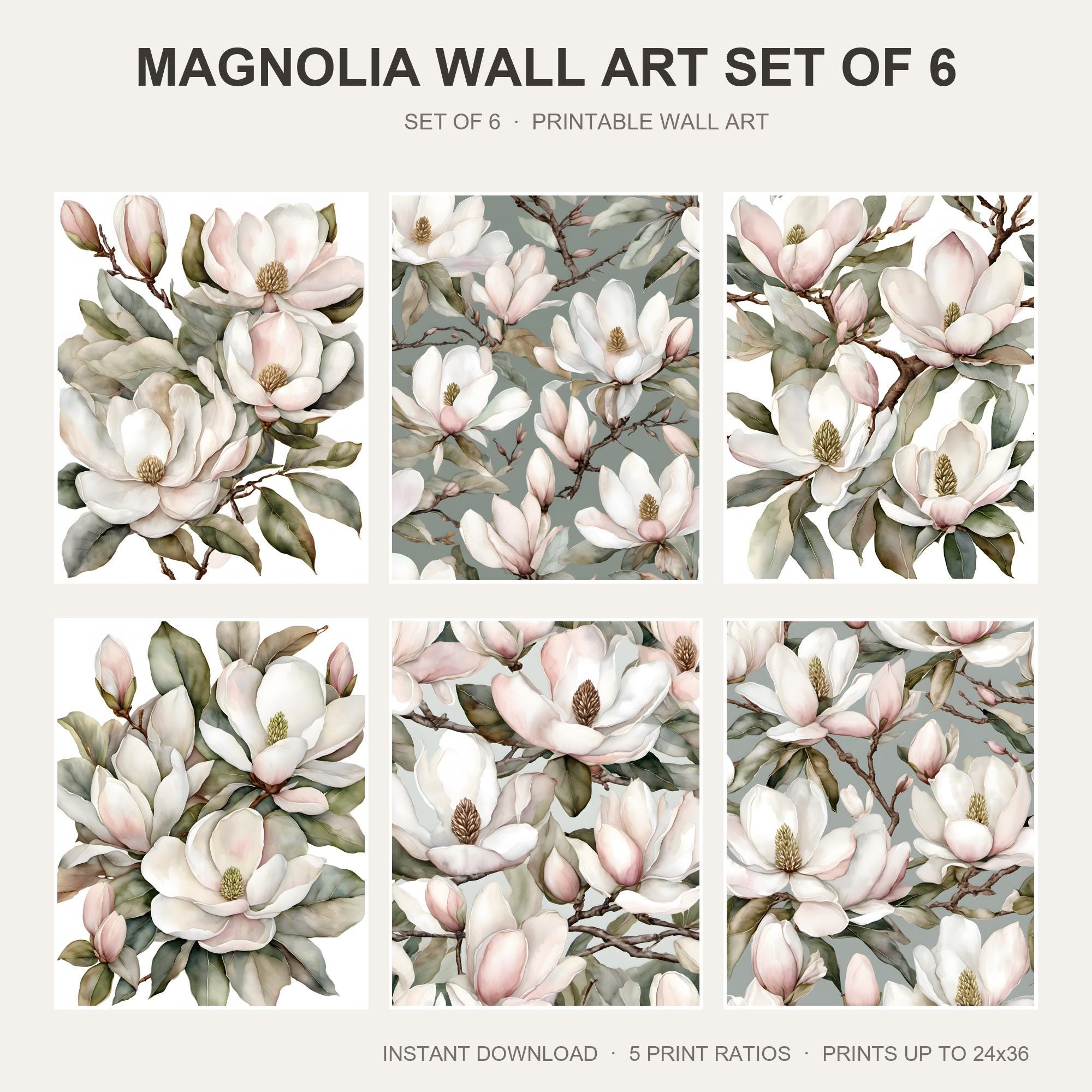 Magnolia Wall Art Set of 6