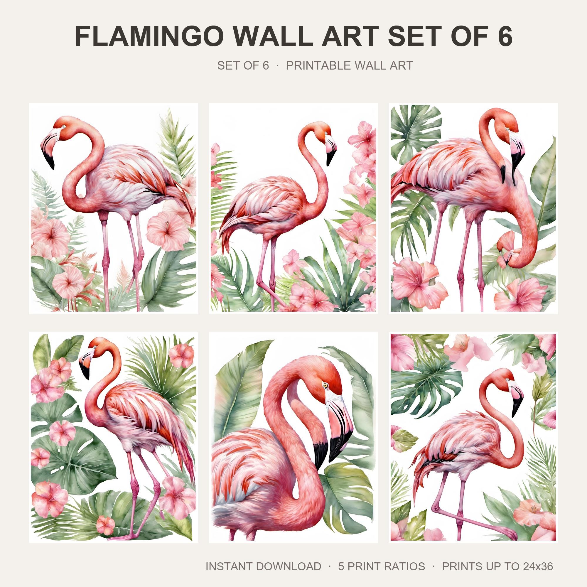 Flamingo Wall Art Set of 6