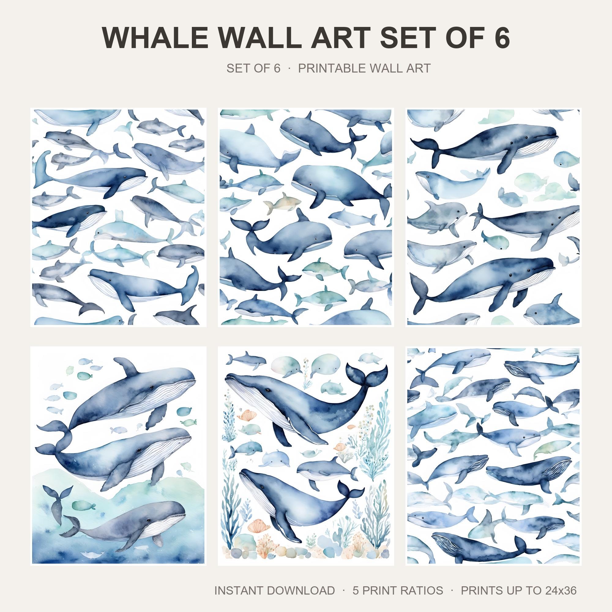 Whale Wall Art Set of 6