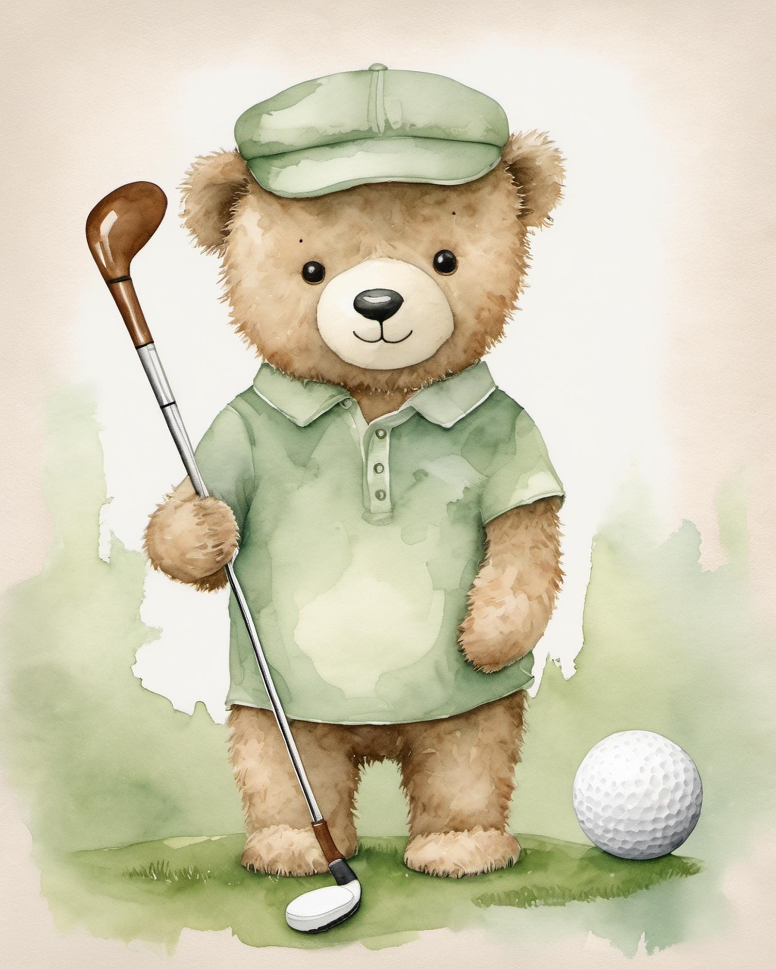 Golf Teddy Bear Wall Art