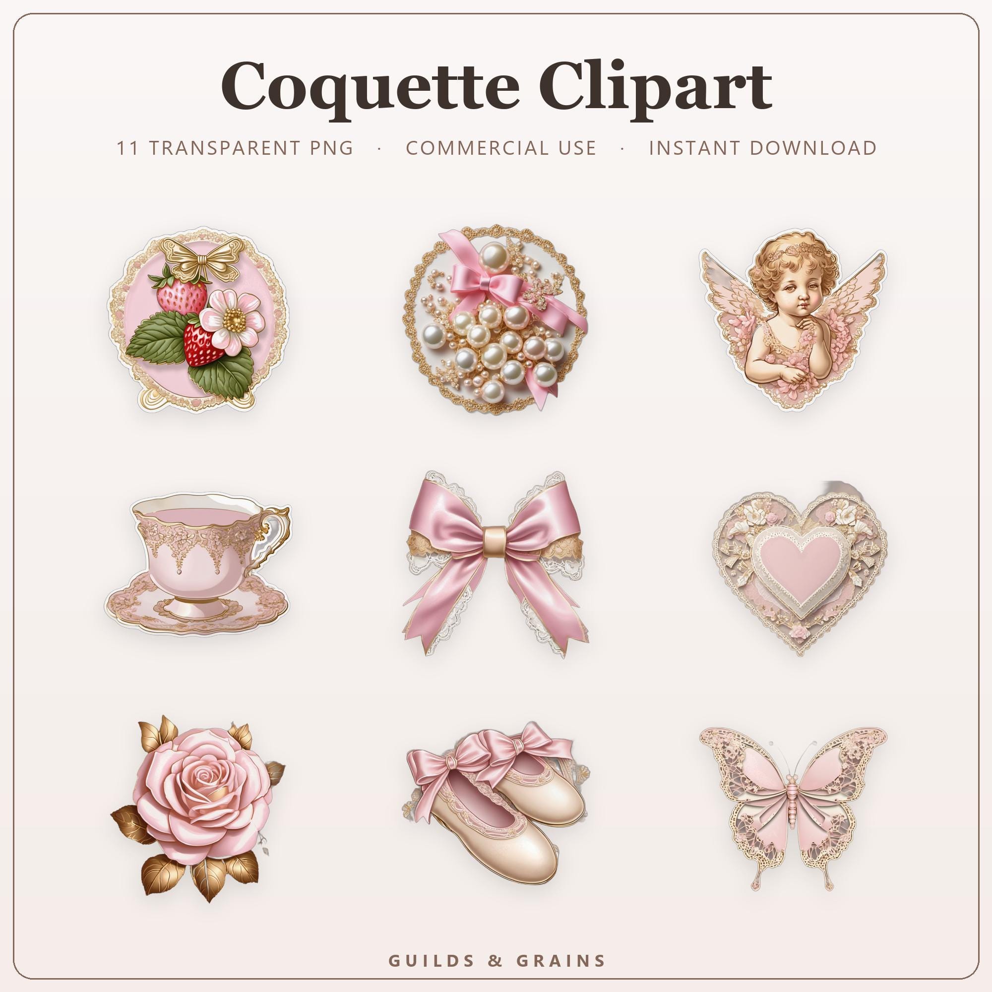 Coquette Clipart PNG Bundle