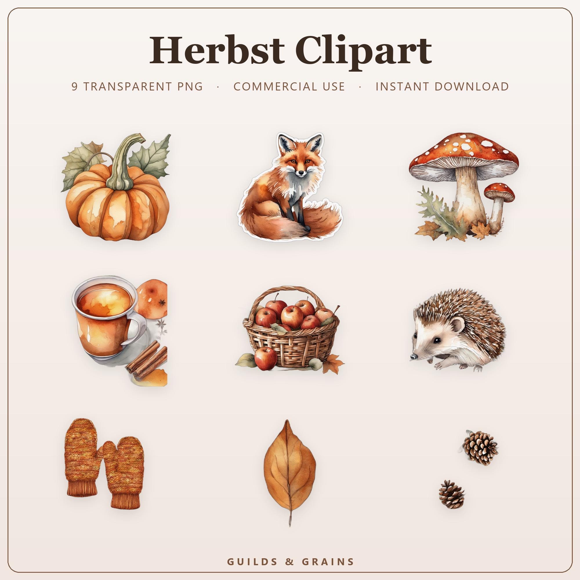 Herbst Clipart PNG Bundle
