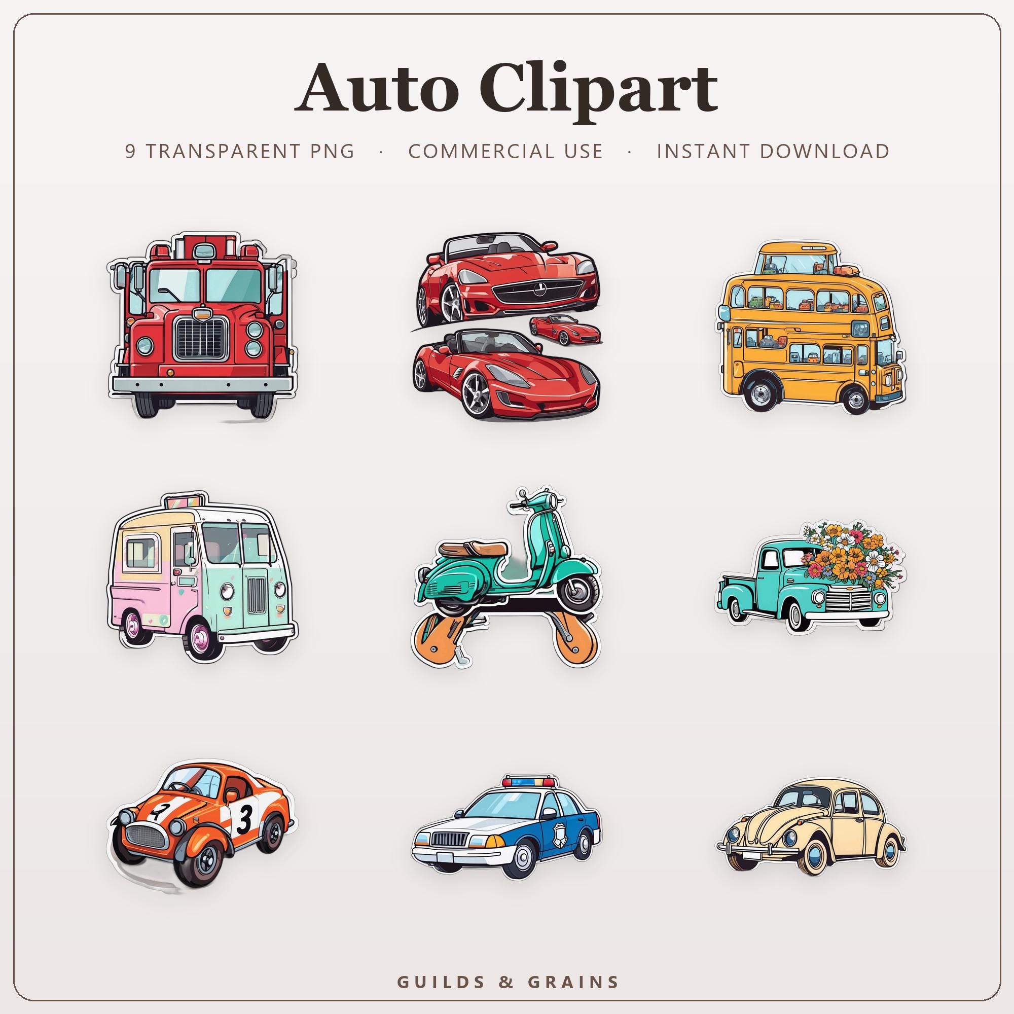 Auto Clipart PNG Bundle