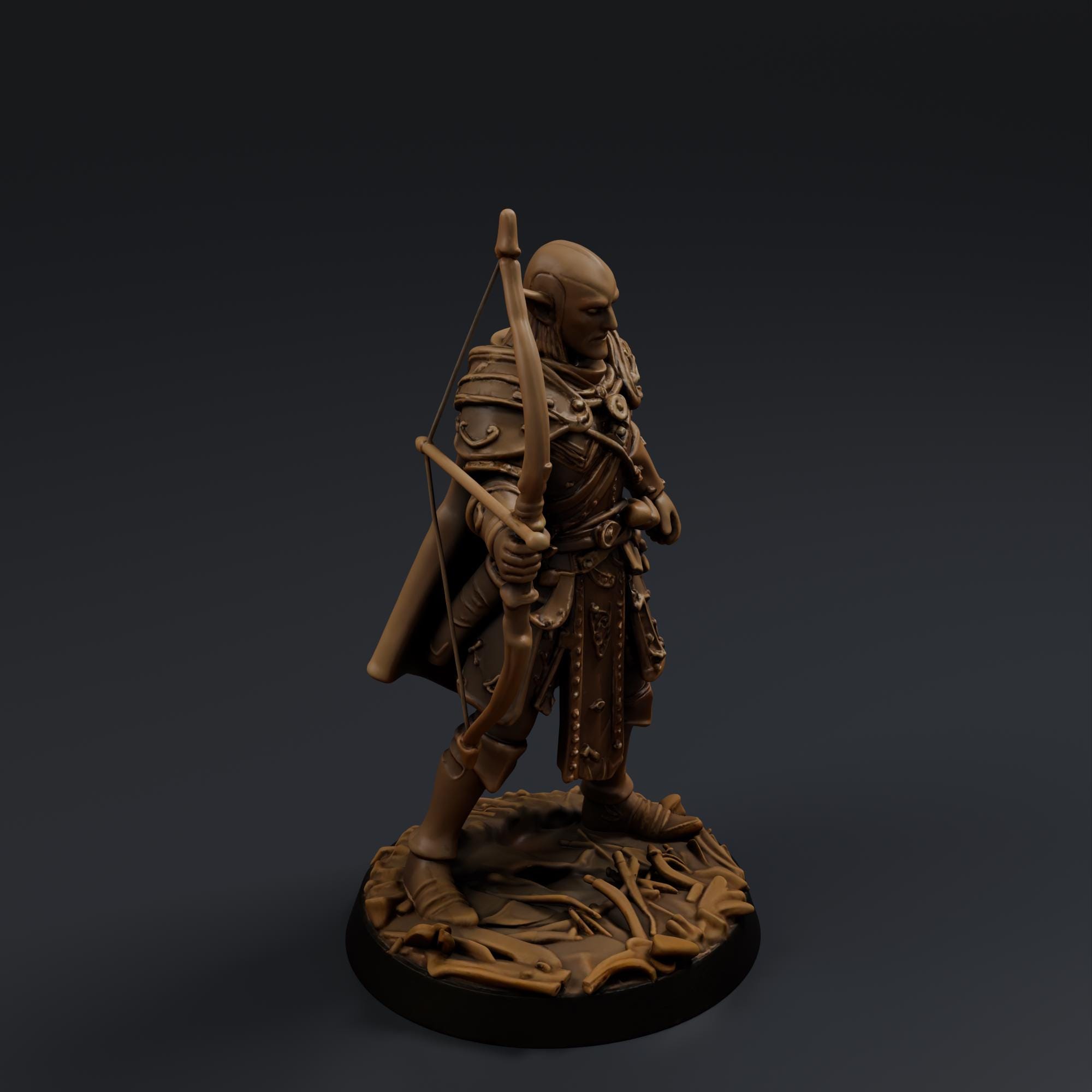 Wood Elf Archer 3 STL File - Fantasy Tabletop Miniature 28mm Wargaming 3D Print