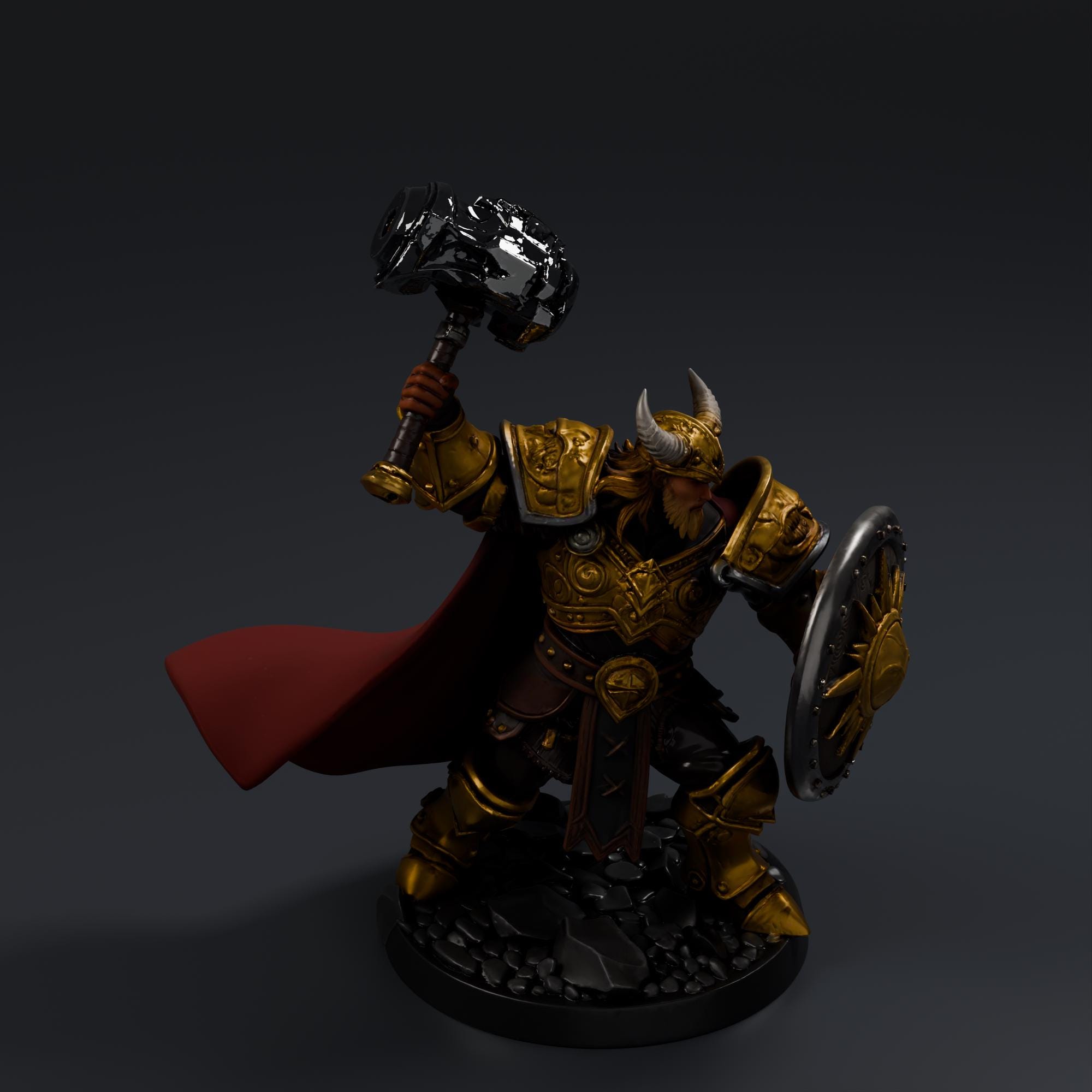 King Paladin STL File - Fantasy Tabletop Miniature 28mm Wargaming 3D Print