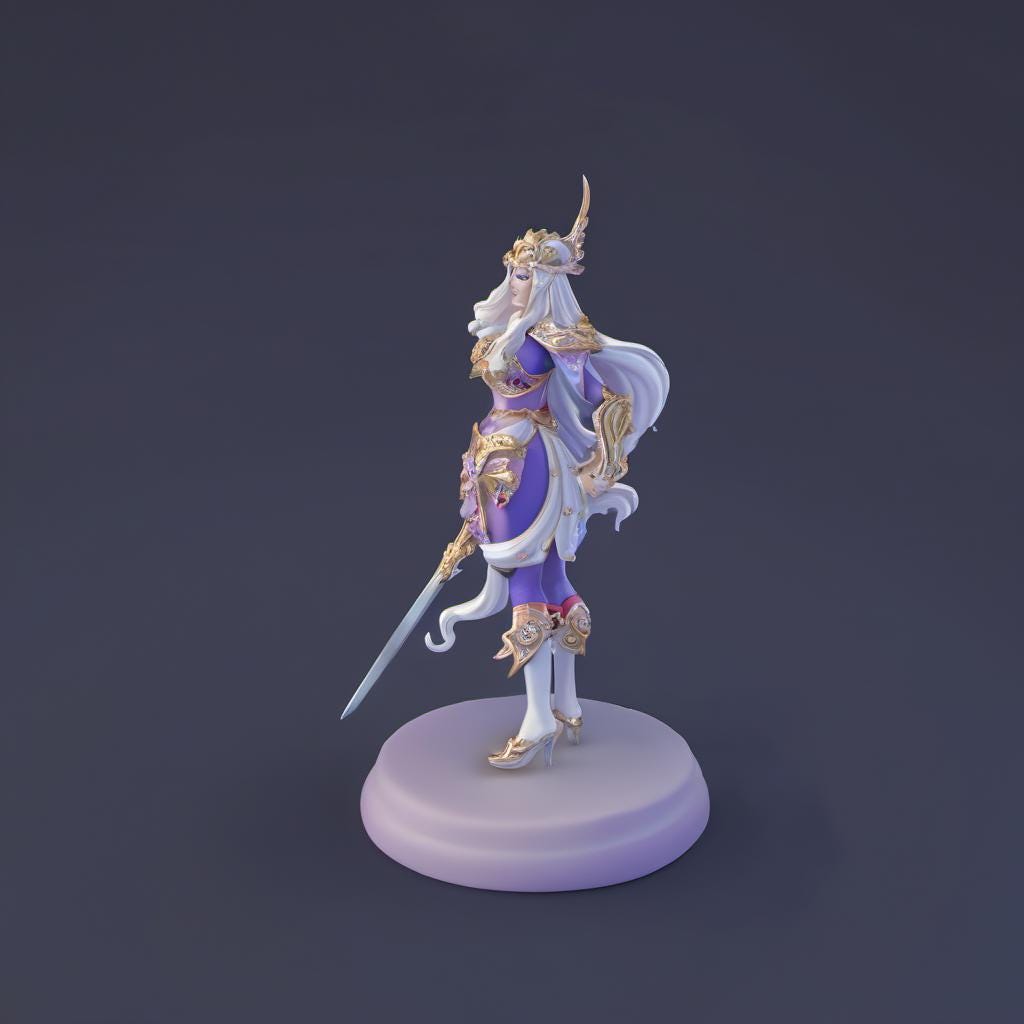 Lady Auria STL File - Fantasy Tabletop Miniature 28mm Wargaming 3D Print