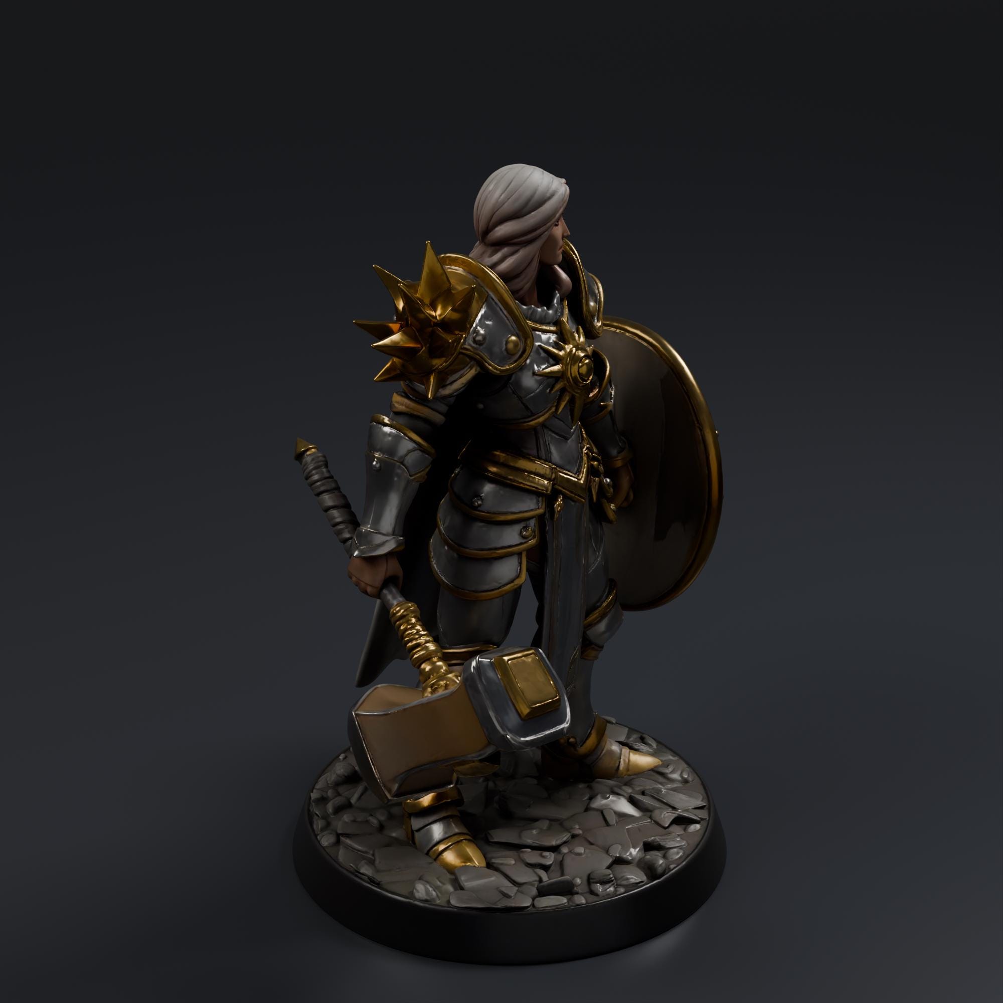 Female Paladin STL File - Fantasy Tabletop Miniature 28mm Wargaming 3D Print
