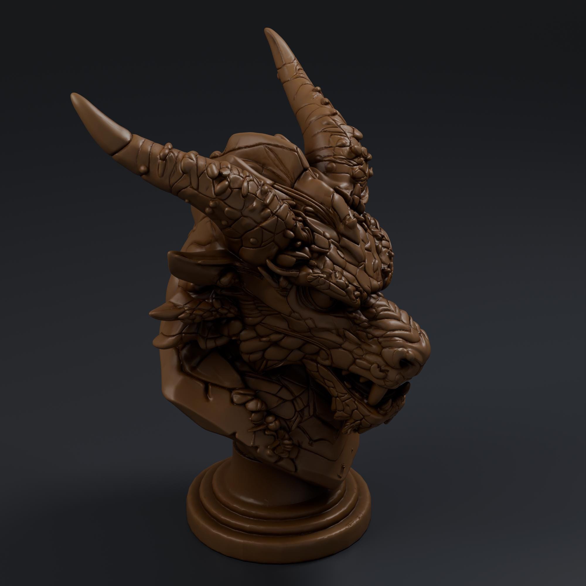 Dragon Head Bust STL File - Fantasy Tabletop Miniature 28mm Wargaming 3D Print