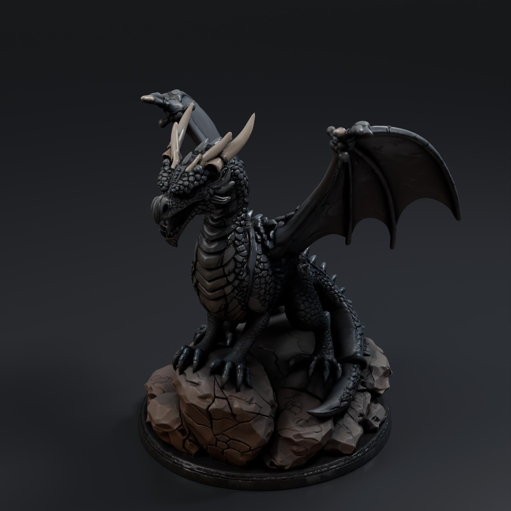 Dragon Statue STL File - Fantasy Tabletop Miniature 28mm Wargaming 3D Print