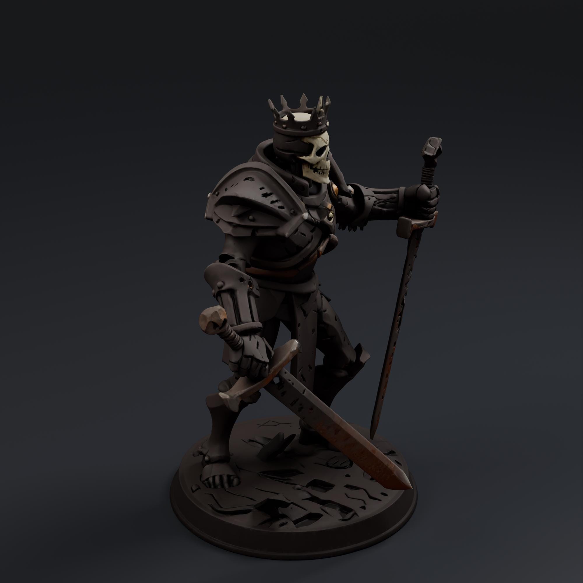 Skeleton King 1 STL File - Fantasy Tabletop Miniature 28mm Wargaming 3D Print