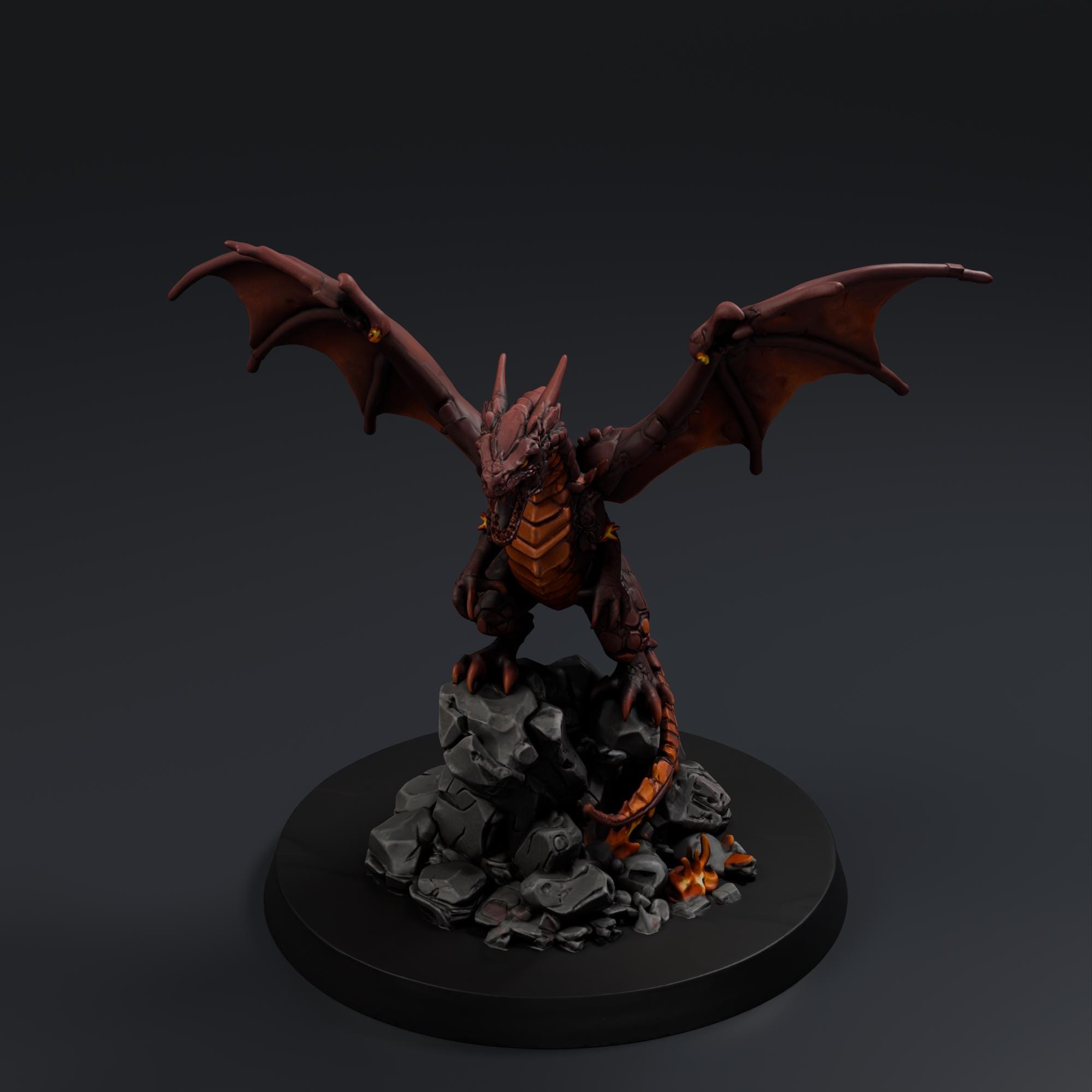 Fierce Fire Dragon STL File - Fantasy Tabletop Miniature 28mm Wargaming 3D Print
