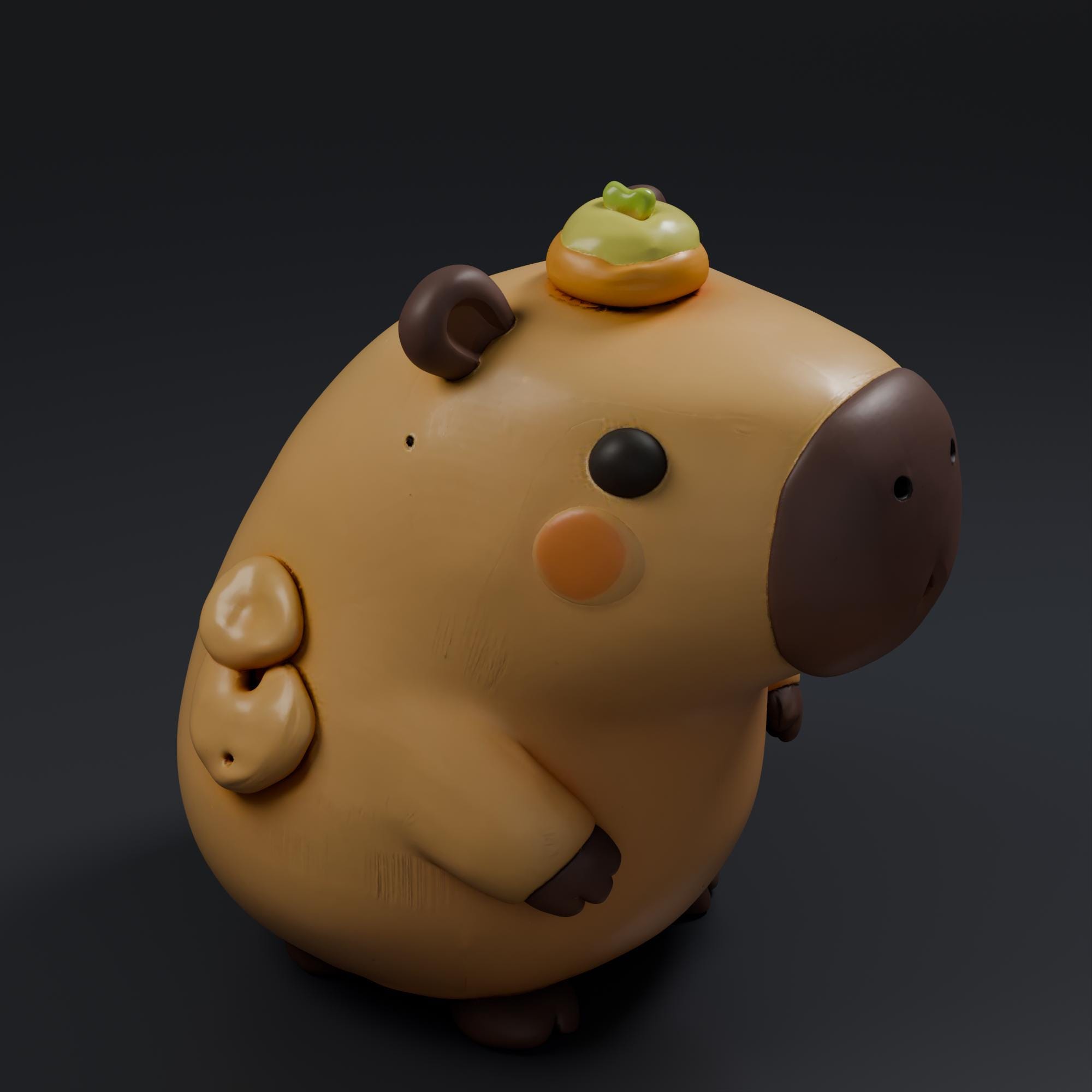 Cute Capybara STL File - Cute 3D Printed Animal Figurine Kawaii Desk Decor