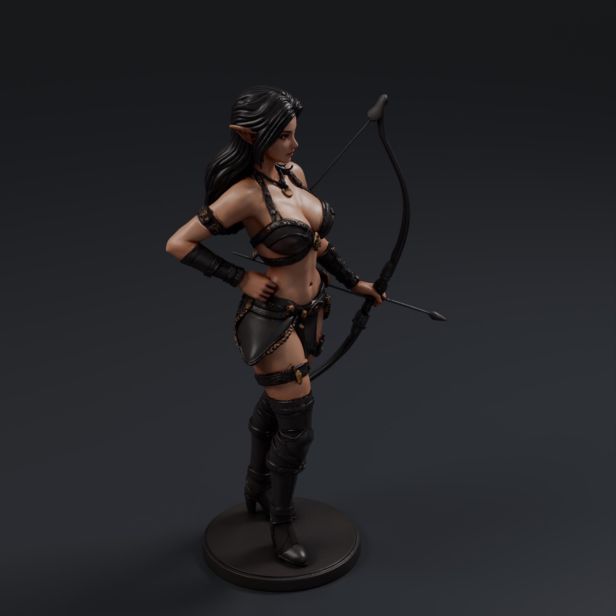 Elven Huntress STL File - Fantasy Tabletop Miniature 28mm Wargaming 3D Print
