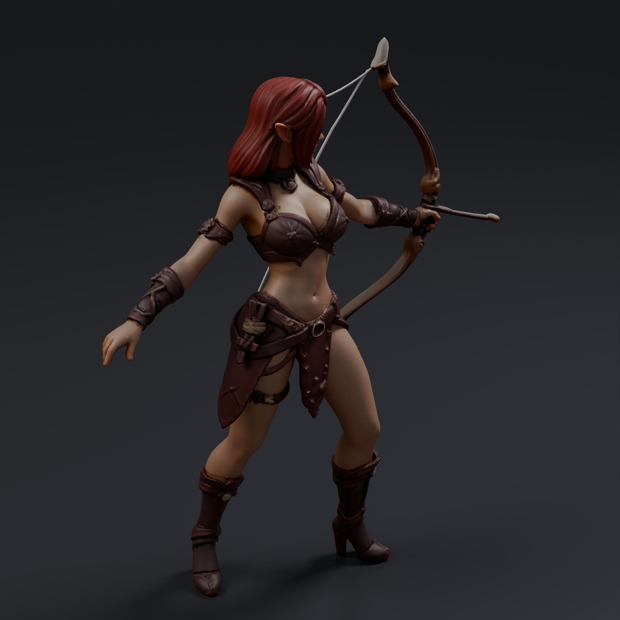 Elven Huntress 1 STL File - Fantasy Tabletop Miniature 28mm Wargaming 3D Print