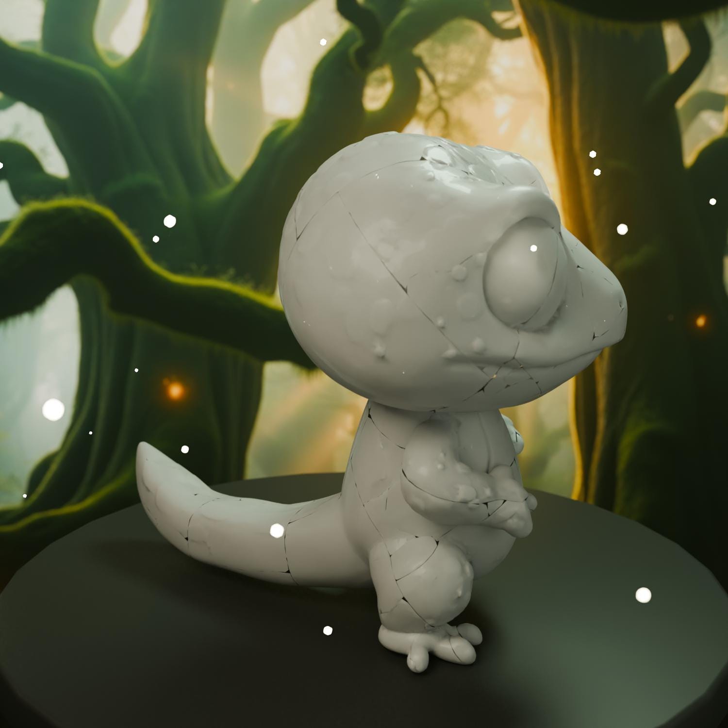 Cute Gecko 1 STL File - Cute 3D Printed Animal Figurine Kawaii Desk Decor