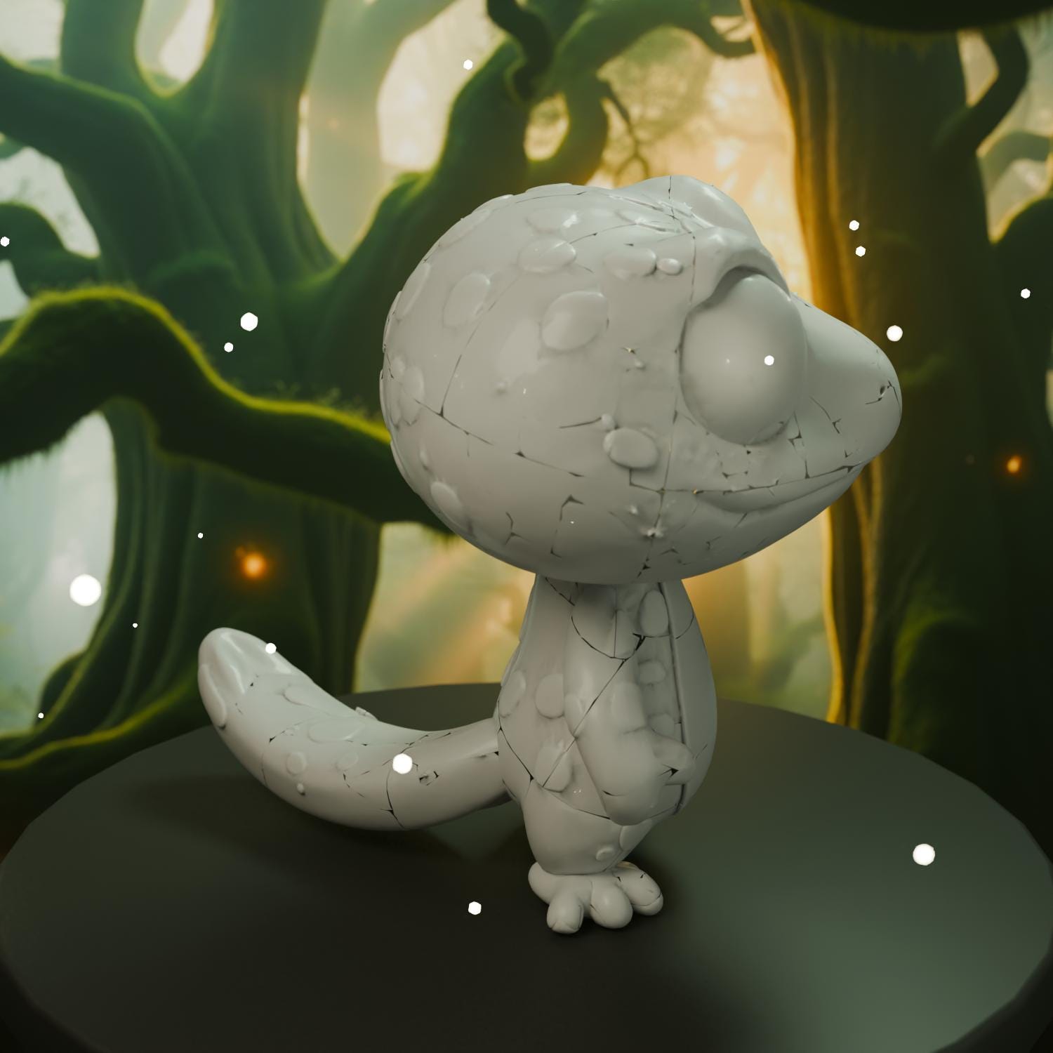 Cute Gecko 2 STL File - Cute 3D Printed Animal Figurine Kawaii Desk Decor