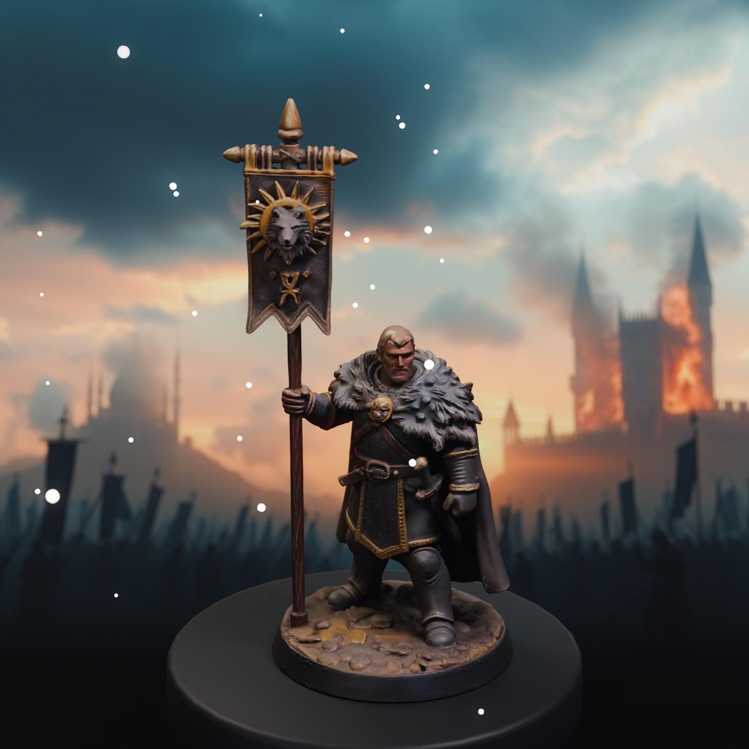 Flag Guy 3Final STL File - Fantasy Tabletop Miniature 28mm Wargaming 3D Print