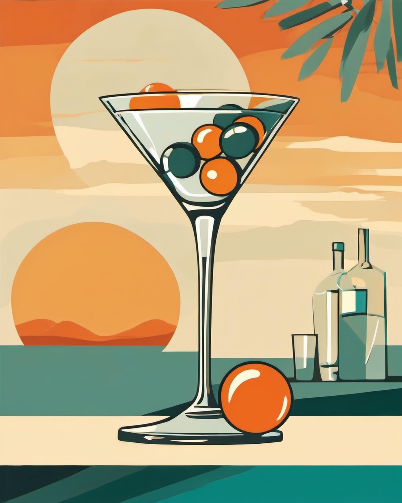 Retro Martini Print | Printable Retro Martini Print | Digital Download | 5 Sizes | Modern